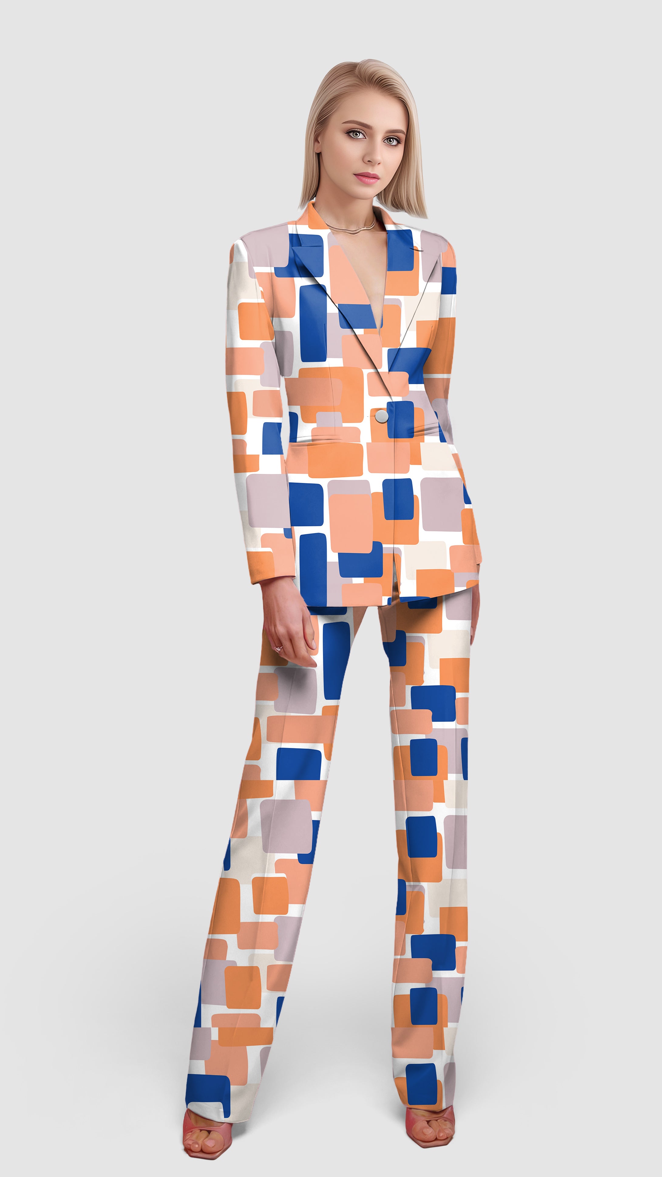 Mosaic-Women's Blazer Casual Work Office Blazer Suit set