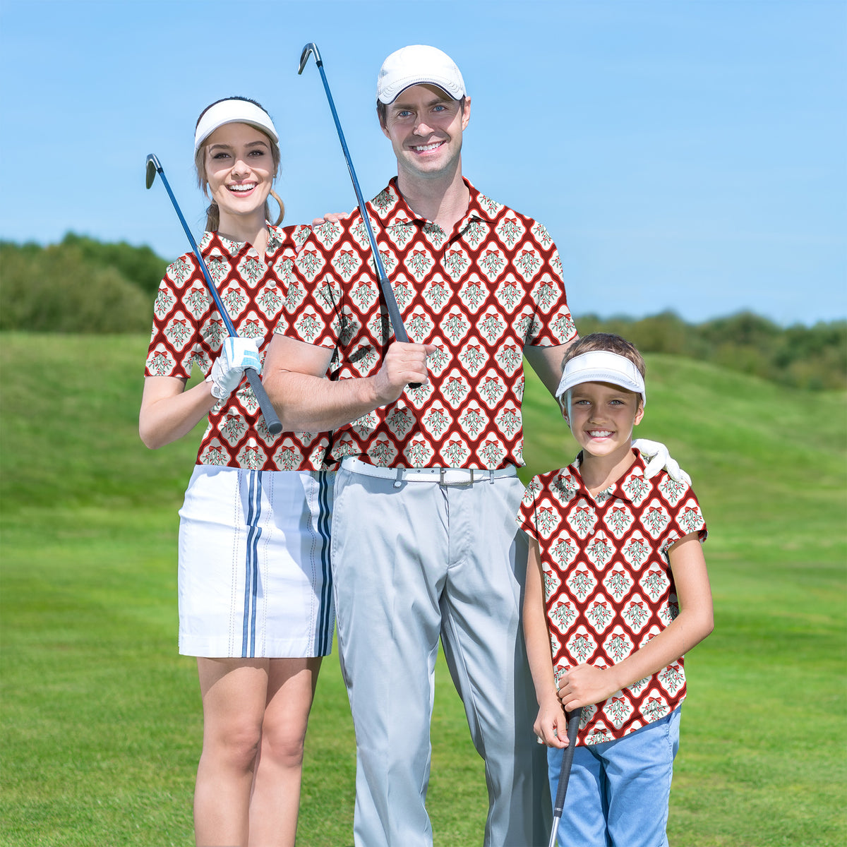 Family Christmas red holly set Golf Championship Trophy tournament
