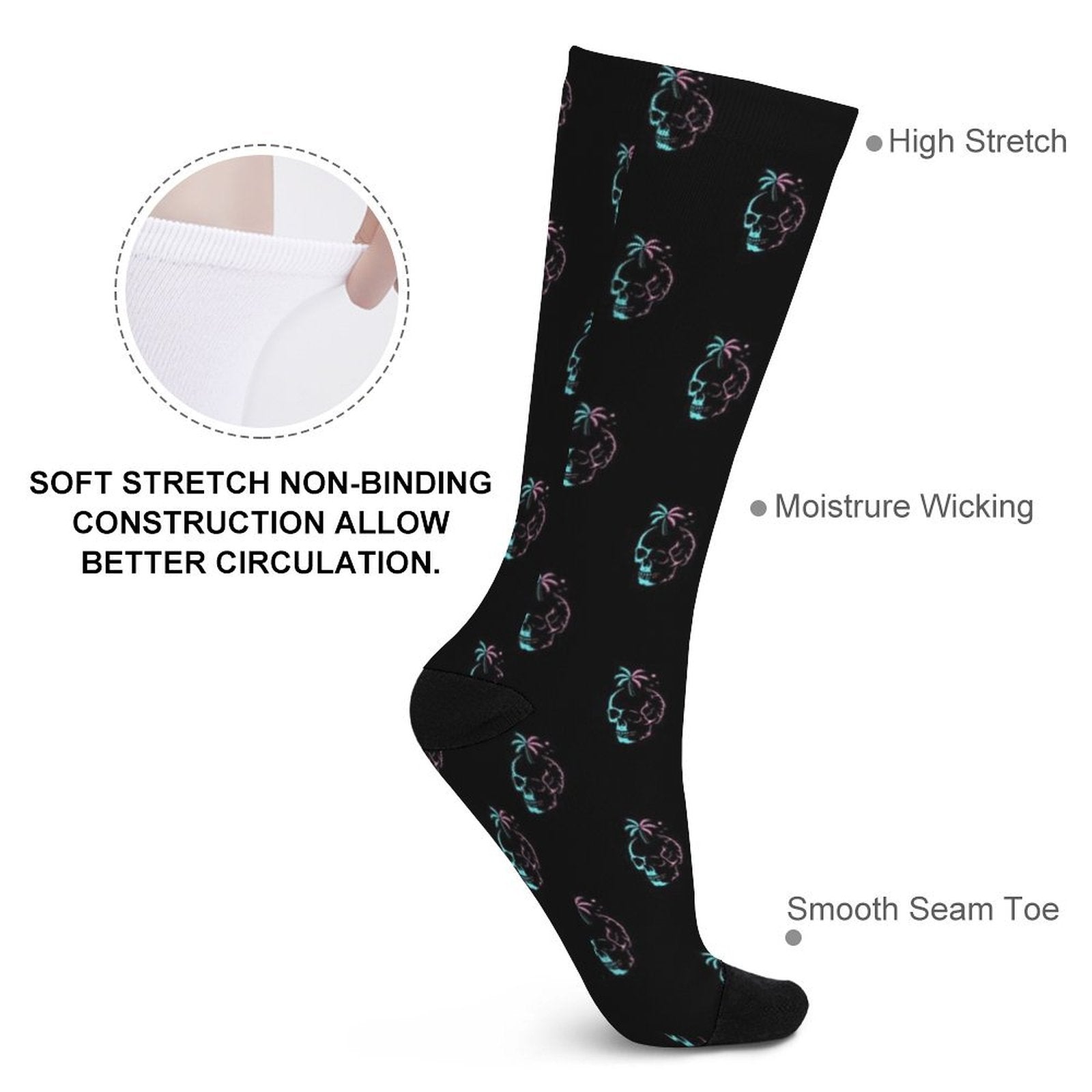 Palm Skulls Prined socks Gifts for Men Women