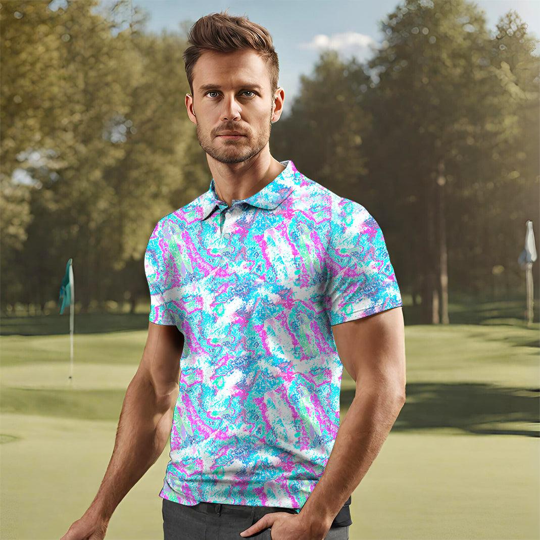 Men's vintage fractal golf polo