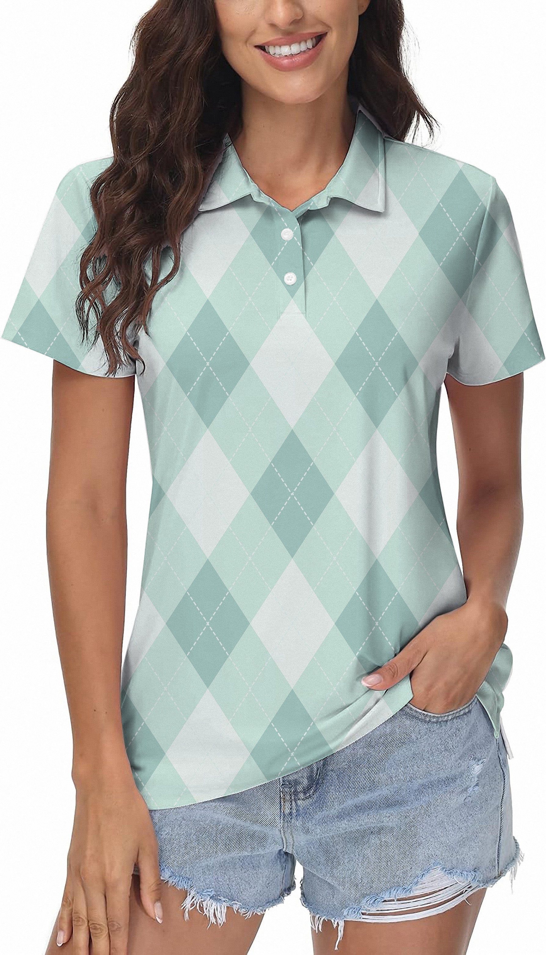 Green Argyle Women's Golf Polo
