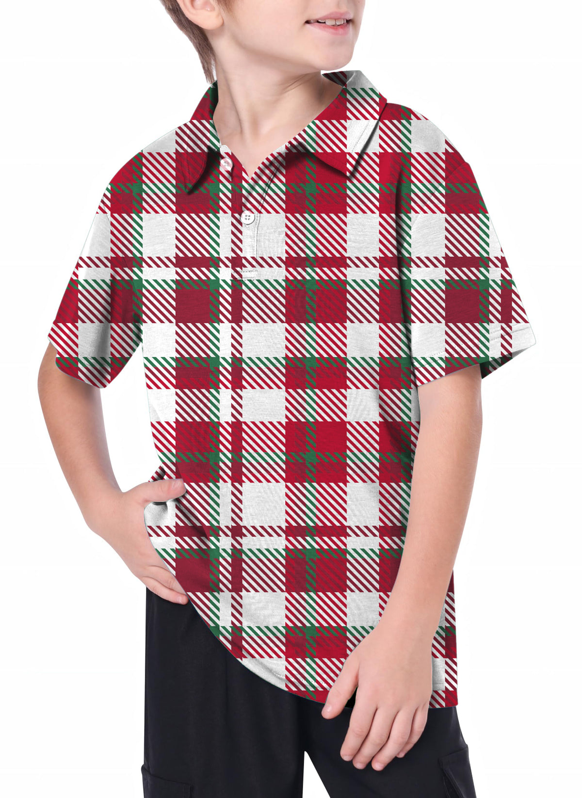 Youth Christmas stripes Golf Polo
