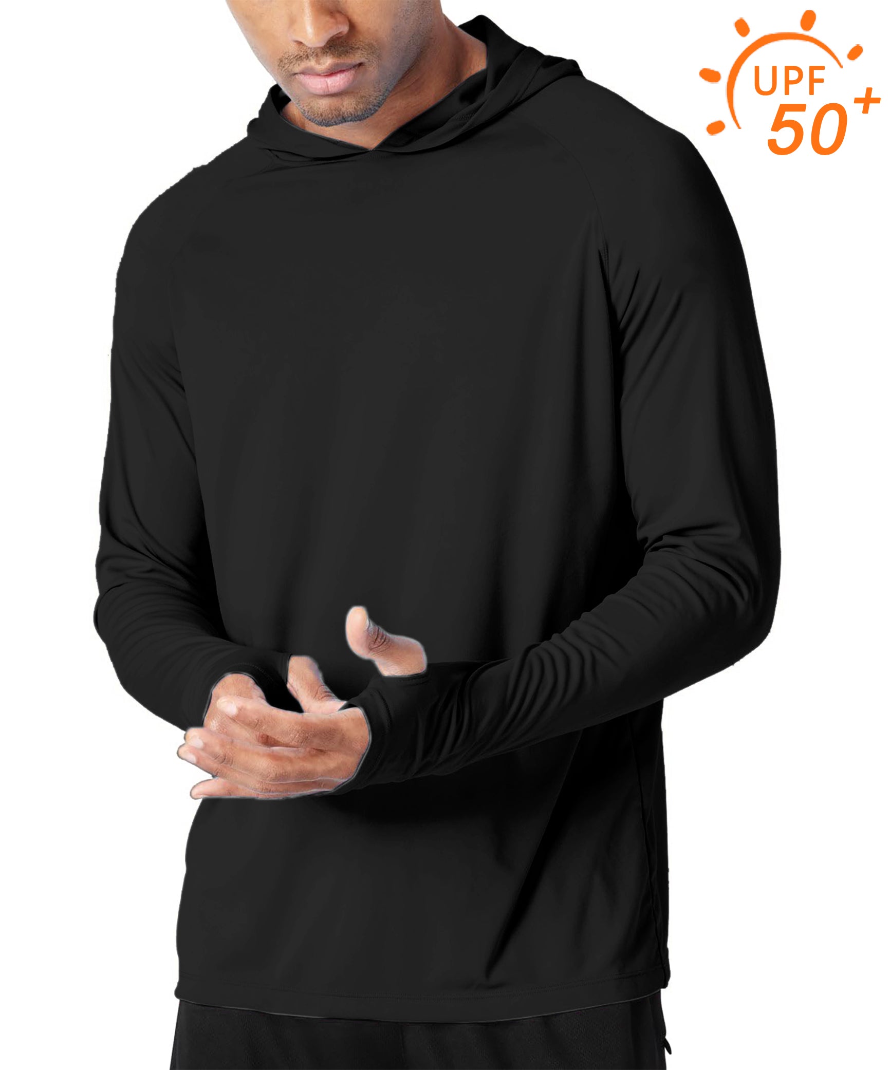 Men's Outdoor pure Black Golf Sun Protection Slim Fit  hoodies