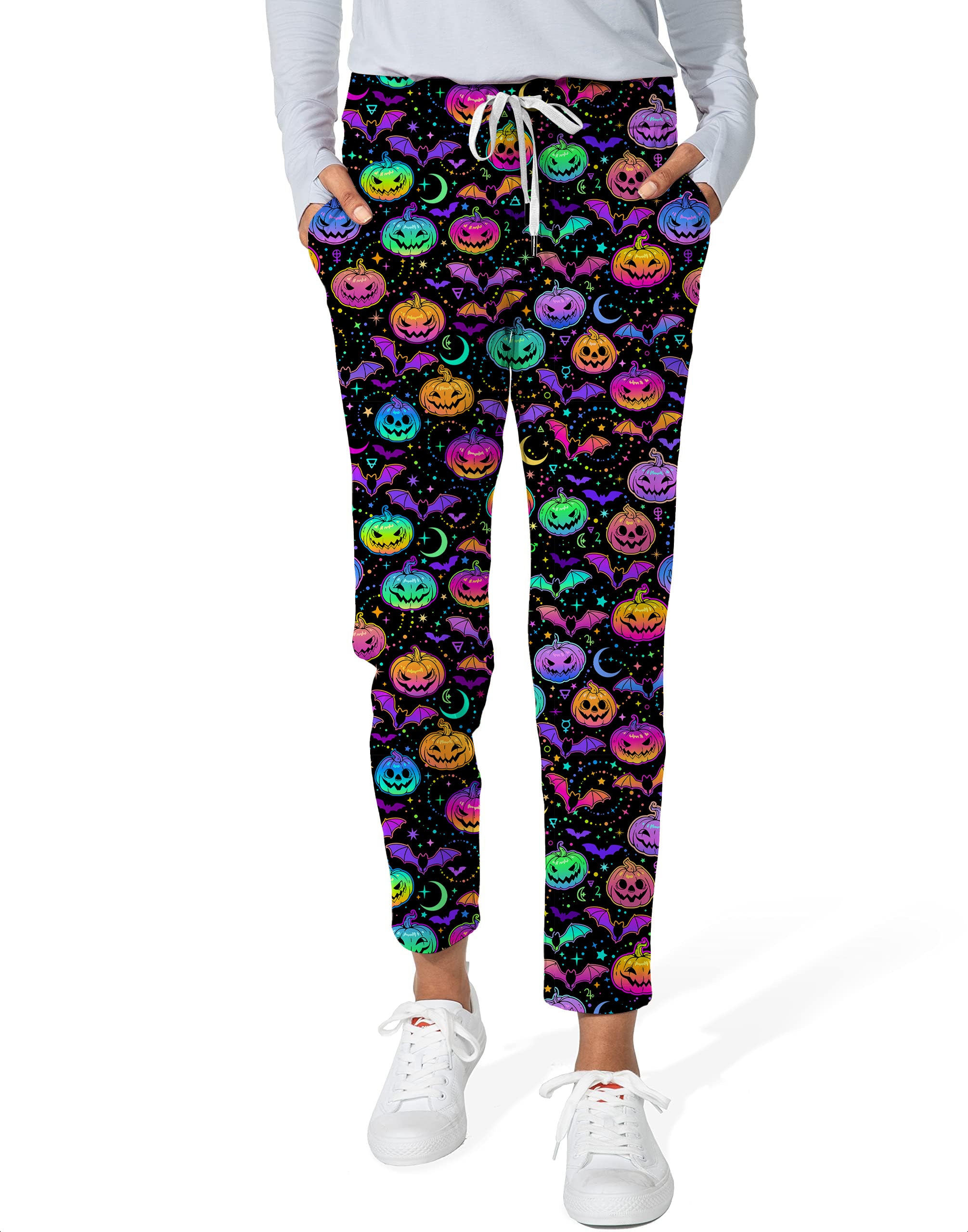 Neon Halloween Pumpkin Women's 7/8 Stretch Ankle Golf Pants