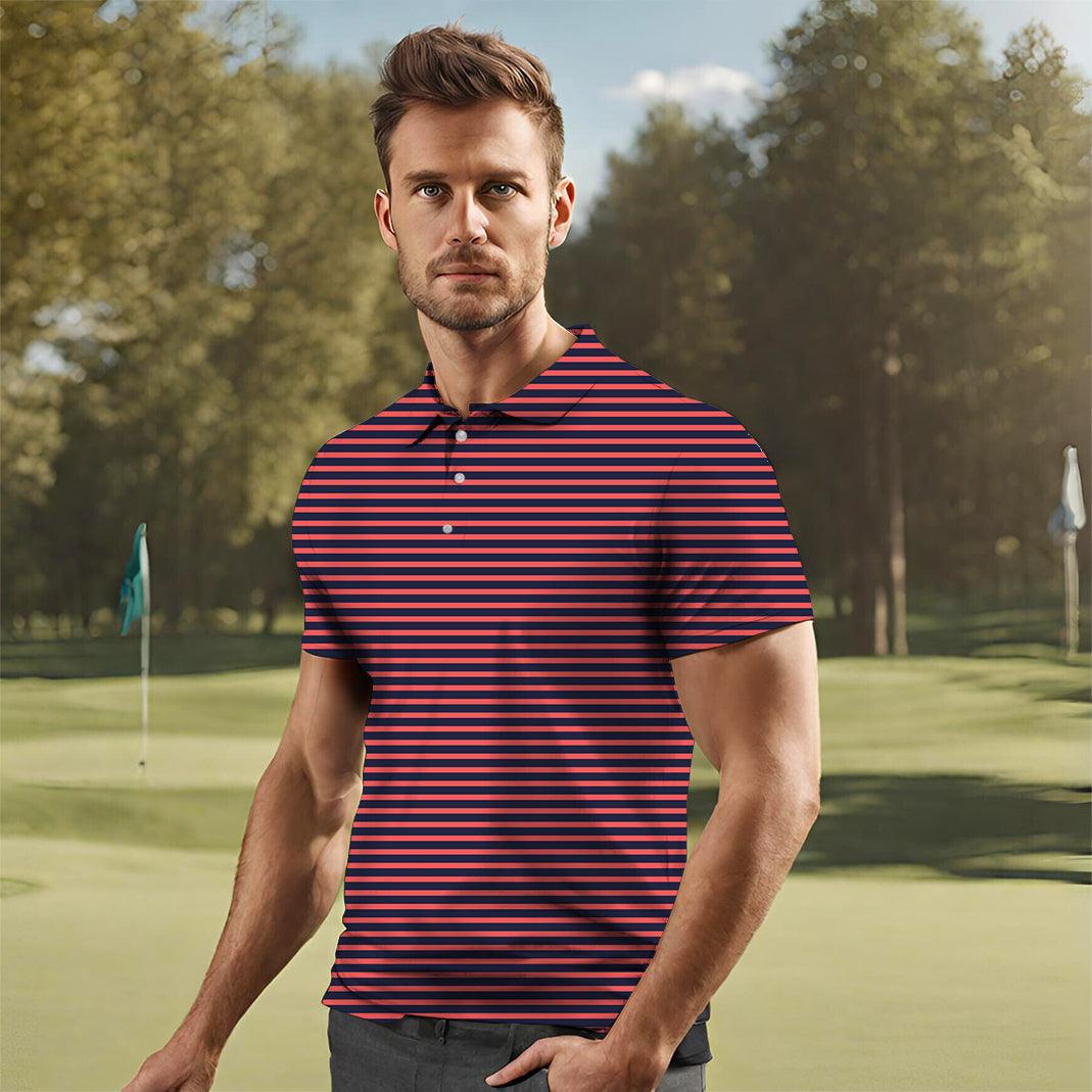 Men's Navy Red Stripes golf polo