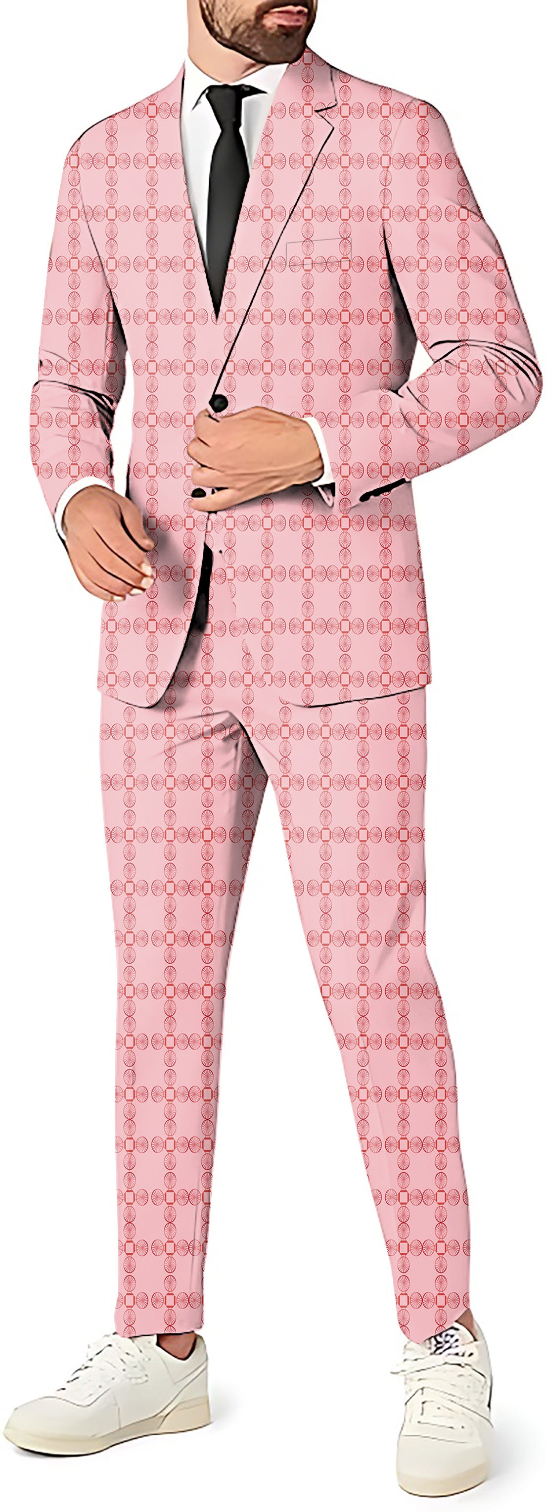 limited edition Pink geometry Men's Party Costumes-Theme Party 2 or 3pcs Suit set-Blazer Pants & Vest