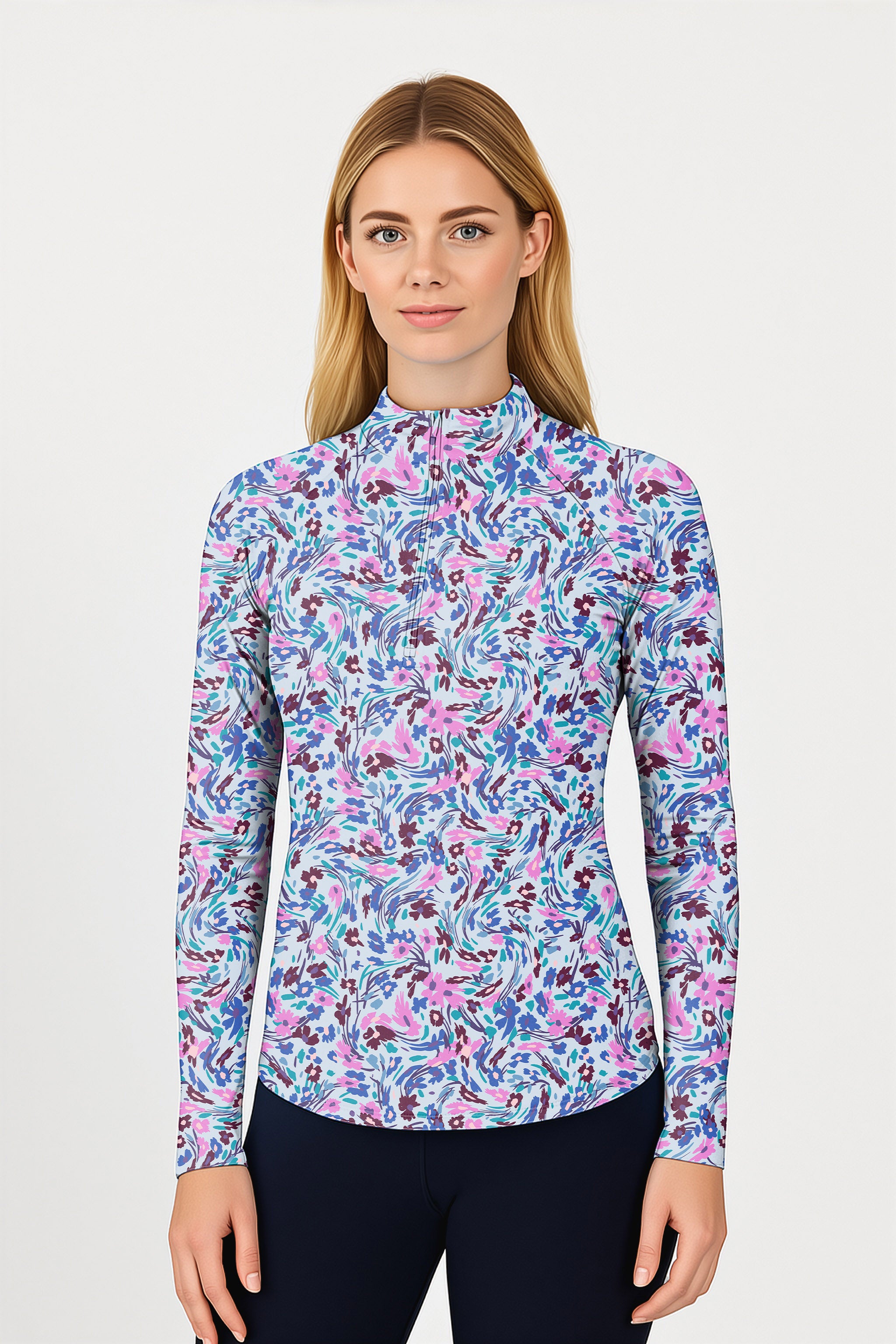 Flower Twist  Women's Golf Active 3/4 Zip Top