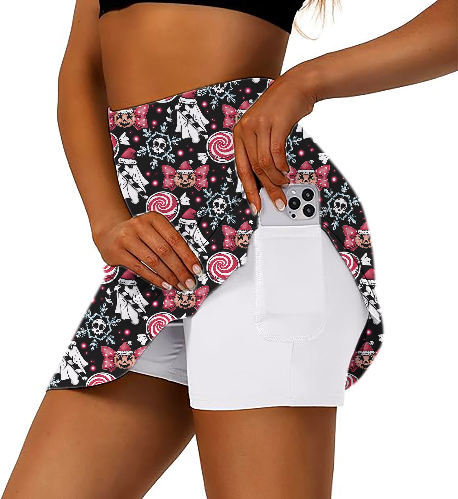 Women's Halloween Christmas Golf Skirts Inner Shorts Pocket