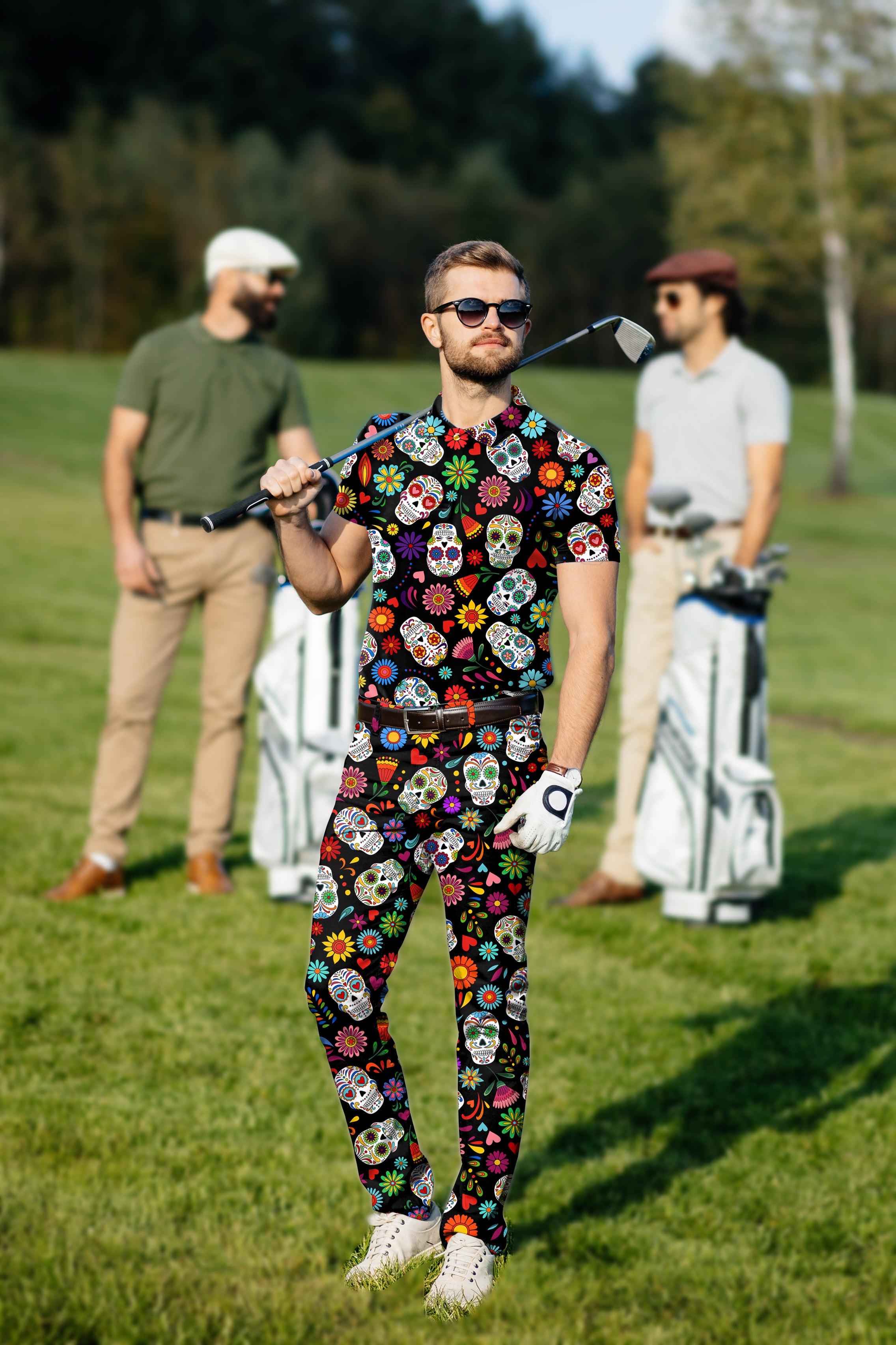 Men's Golf Set Polo+Pants Fiesta Feeling skull