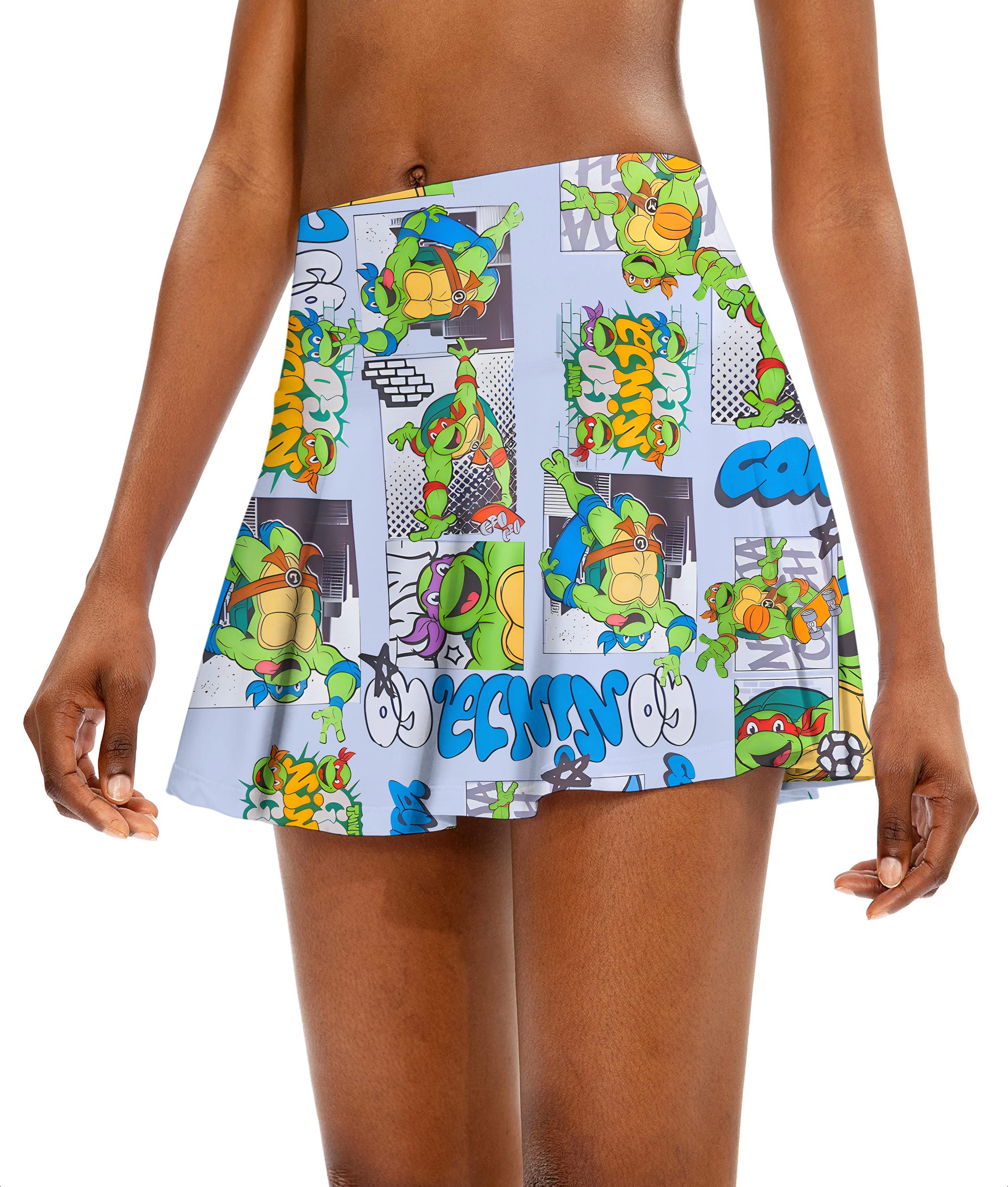 TMNT - Comic Strip Women's Athletic Golf Skorts Flared Skirts