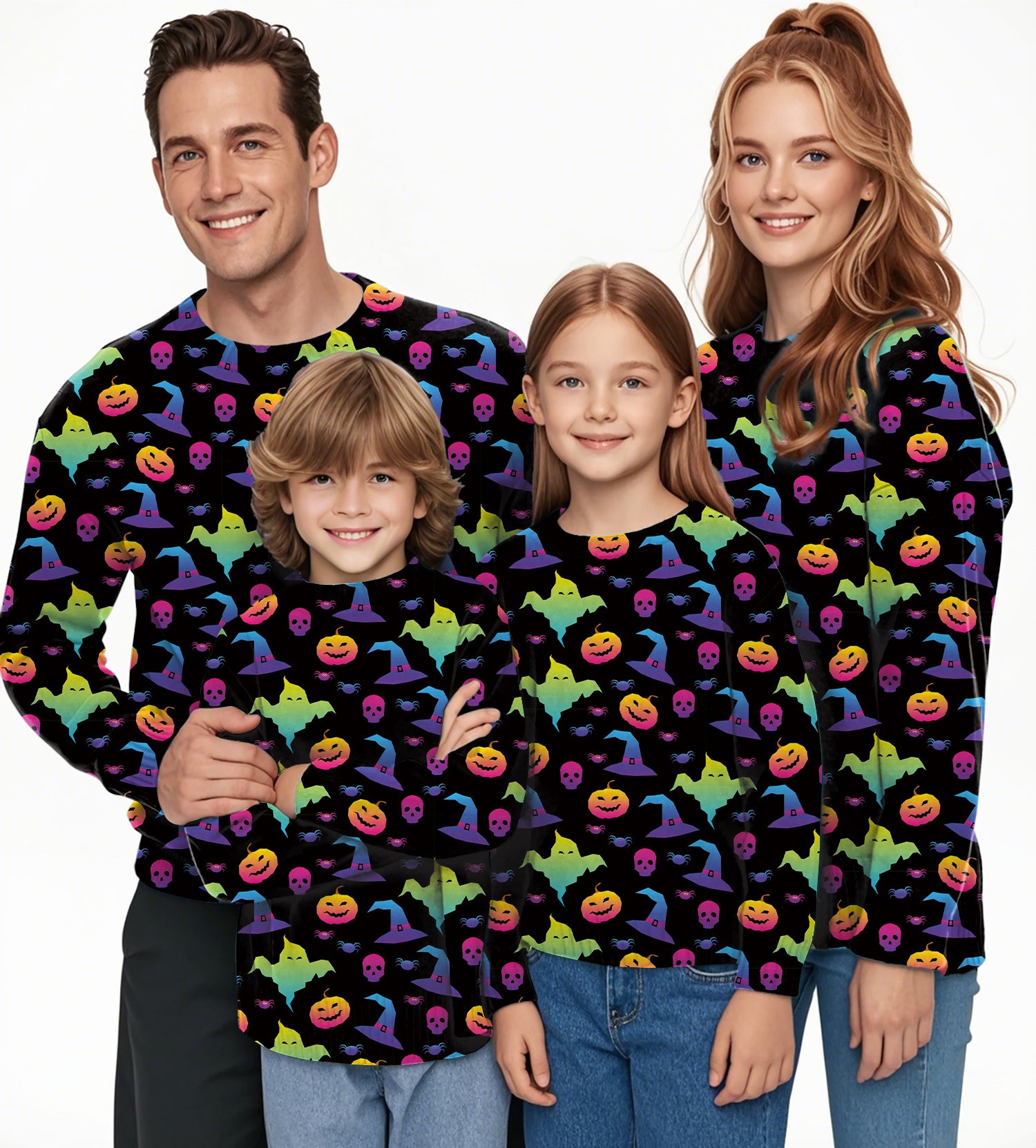 Neon Halloween Crewneck Pullover Ugly Sweater Men Women boy girl family