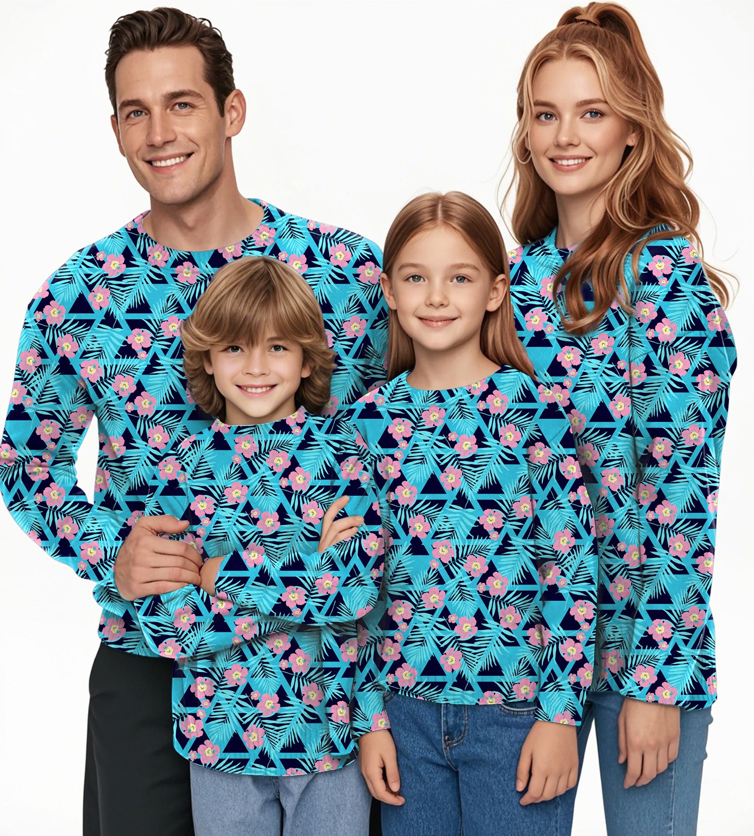 Tropical Bloom Crewneck Pullover Ugly Sweater Men Women boy girl family