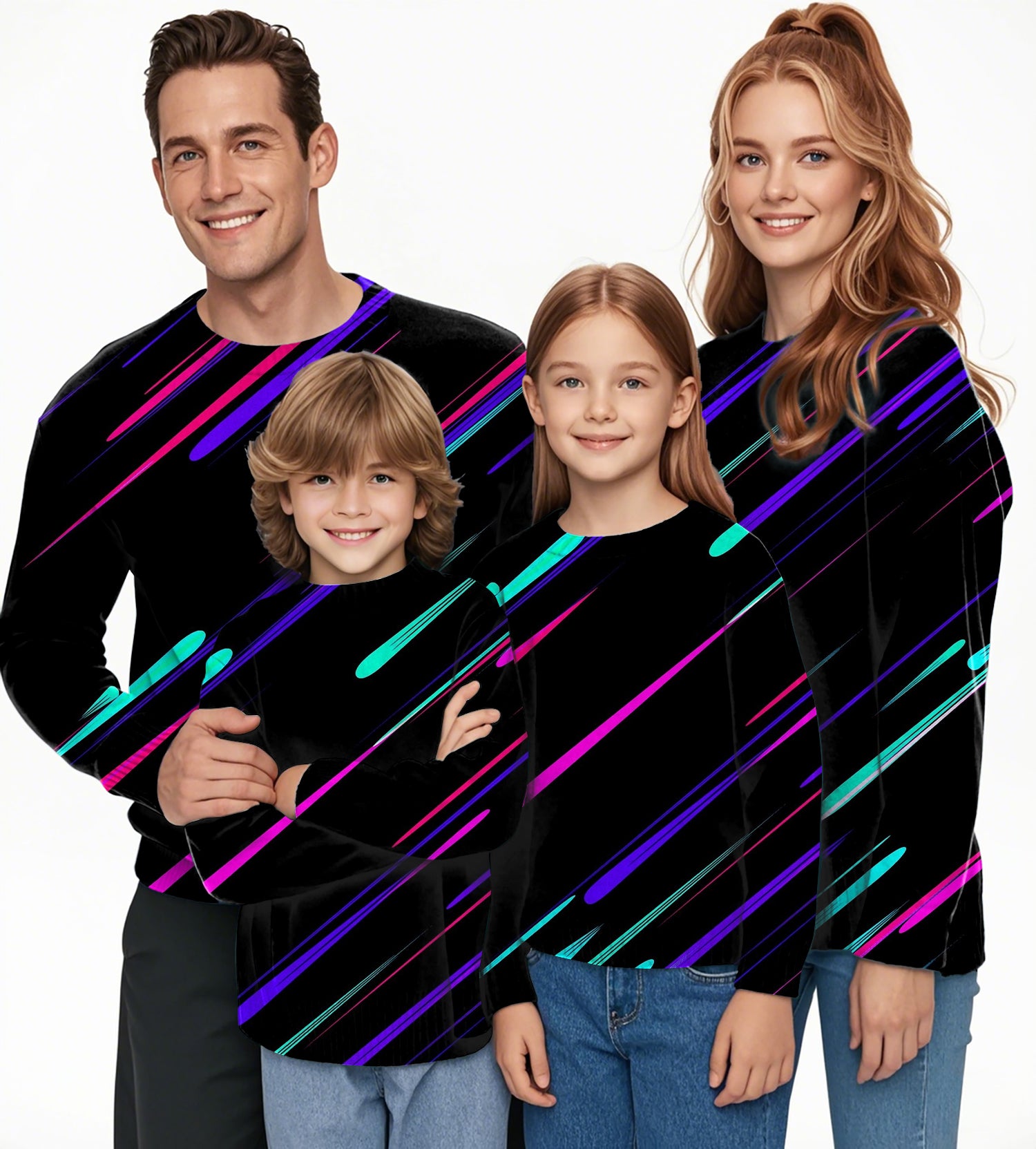 Shooting Stars Crewneck Pullover Ugly Sweater Men Women boy girl family