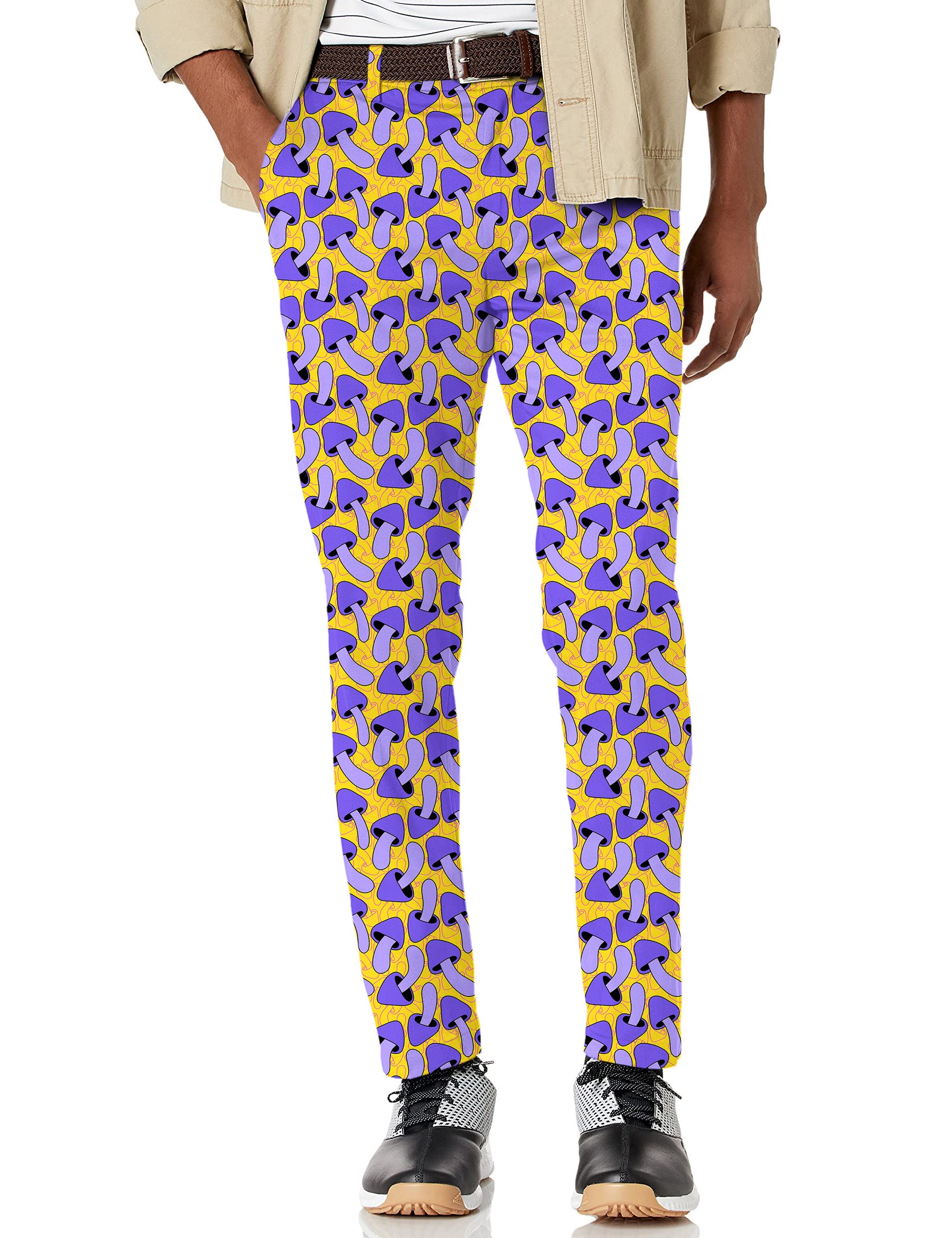 Men's Psychedelic Mushroom Print Stretch Golf Pants