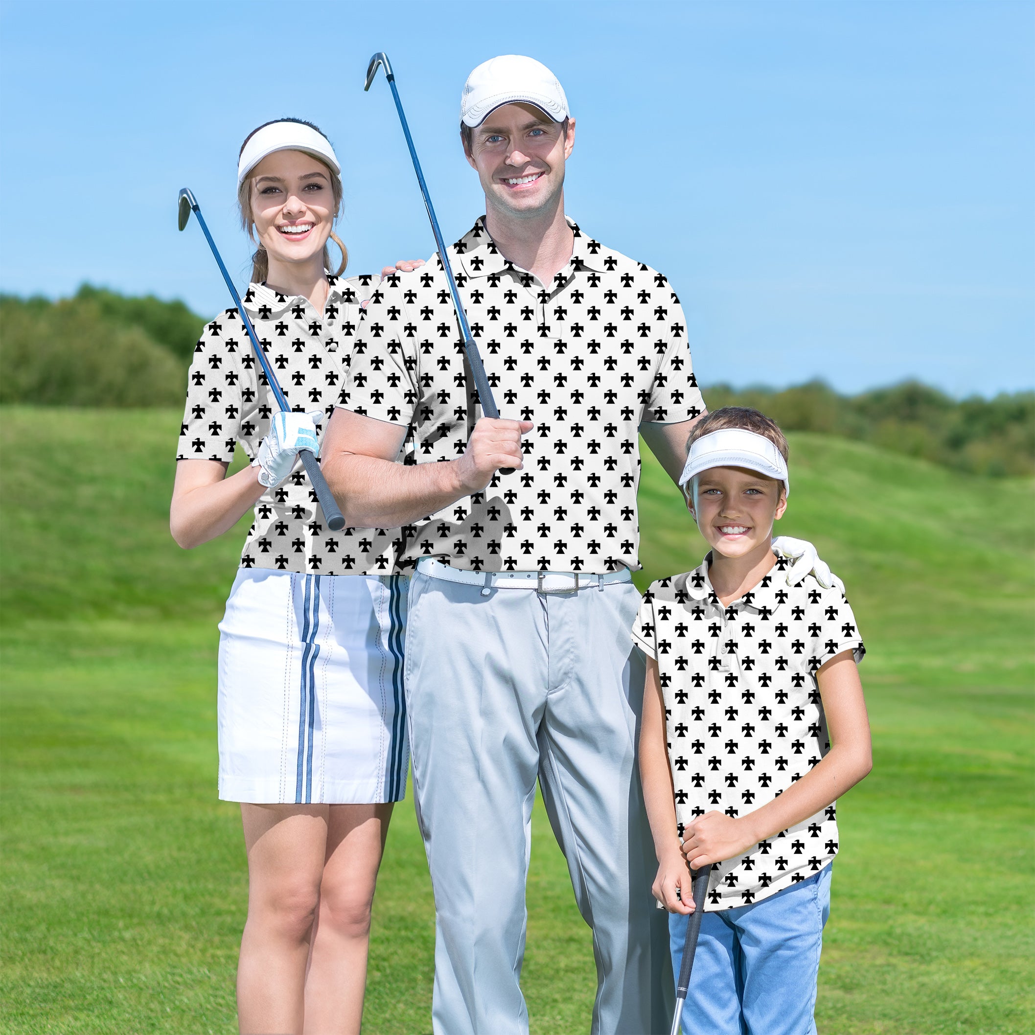 Golf Polo Couple Family set american tribal indian tournament