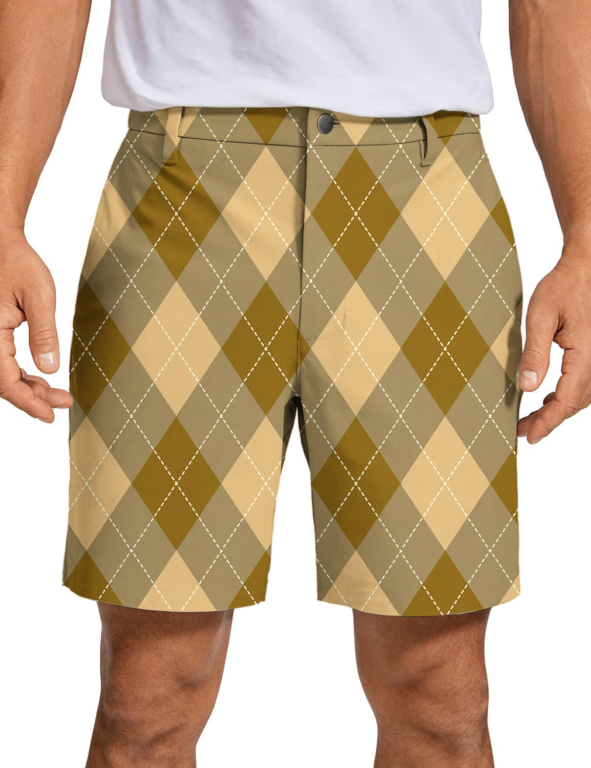 Men's brown Argyle Golf Shorts