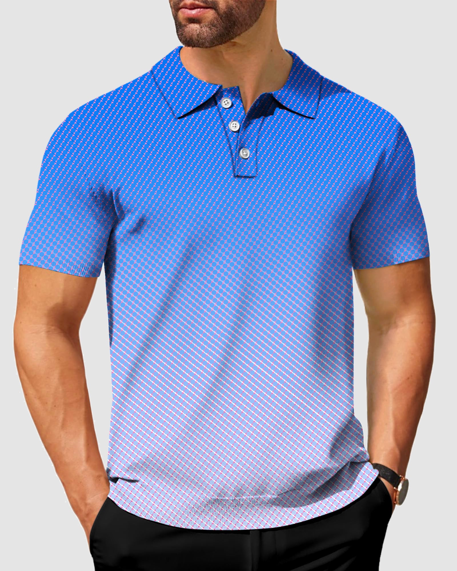 Men's Blue Gradient Polo
