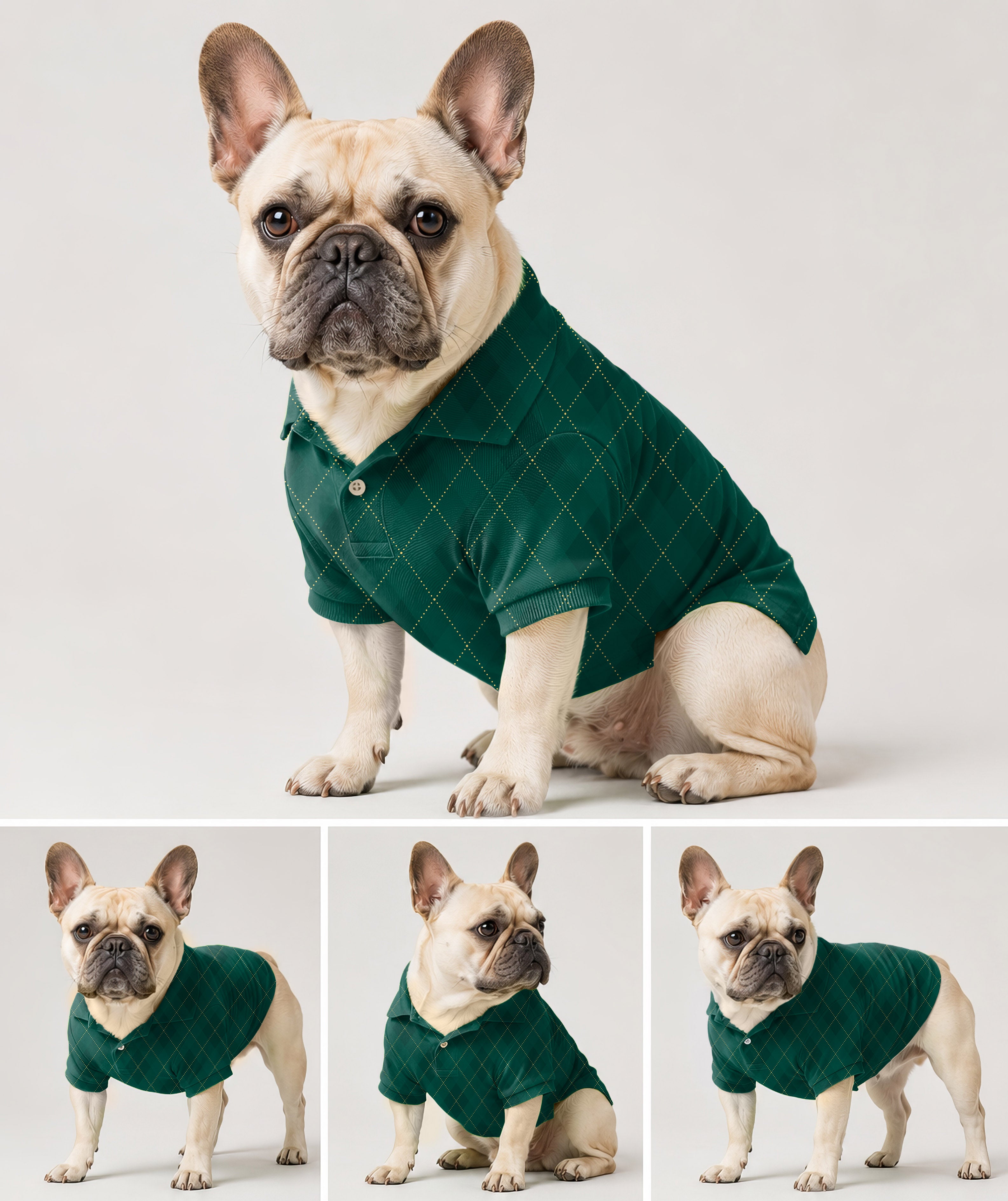 Dog's Green diamond grid Golf Polo