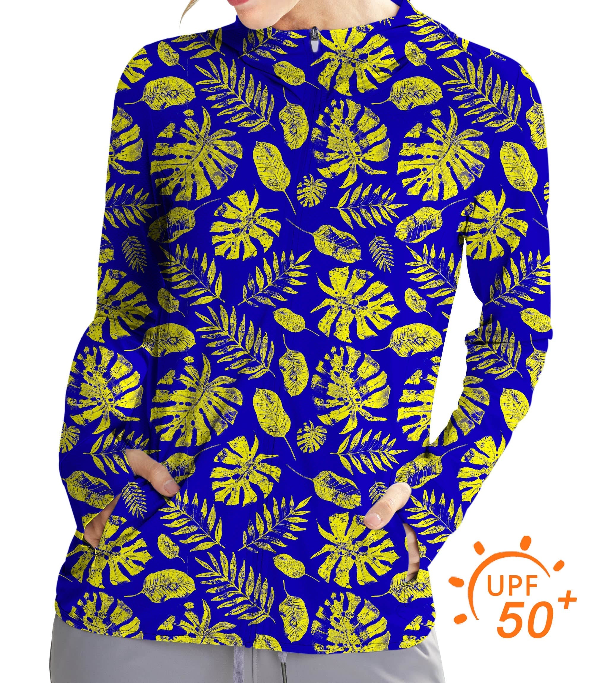 Women's Outdoor Tropical plants Golf Sun Protection Slim Fit zip hoodies