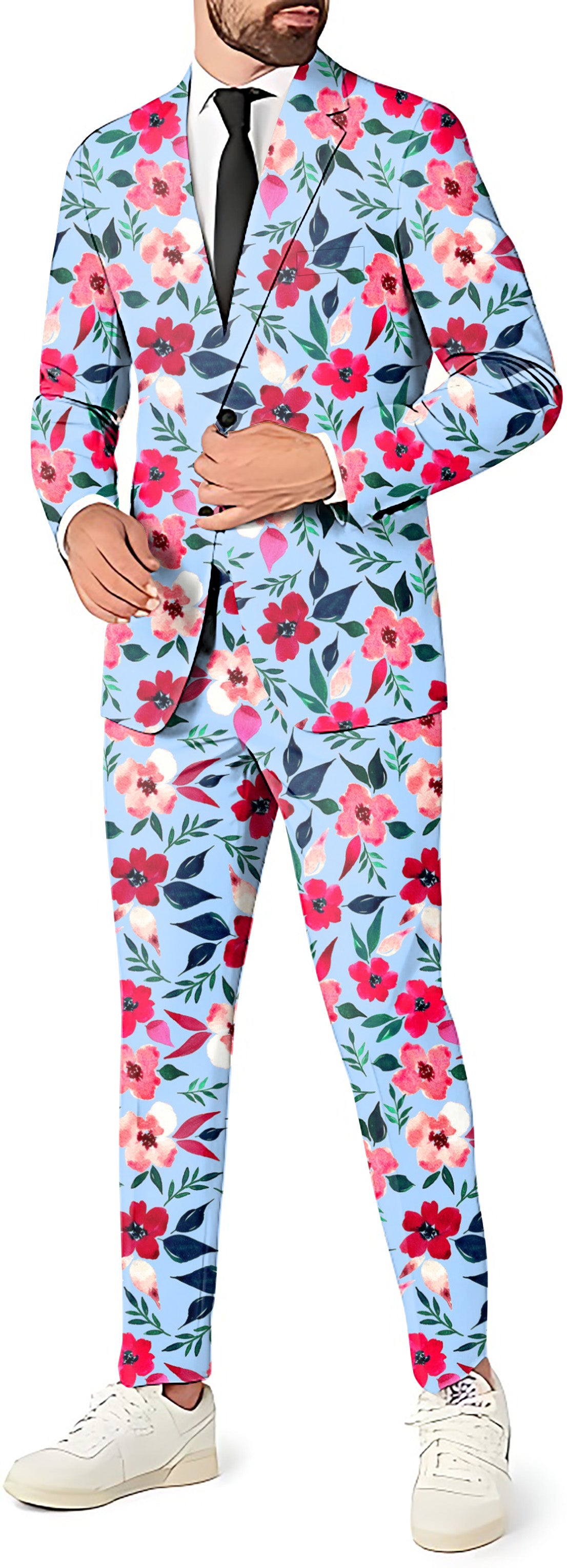 Tropical flowerss Men's Party Costumes-Theme Party 2 or 3pcs Suit set-Blazer Pants & Vest