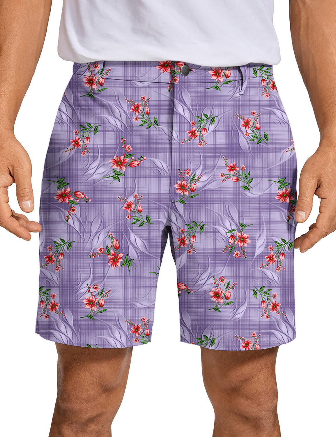 Men Purple flower Golf Shorts