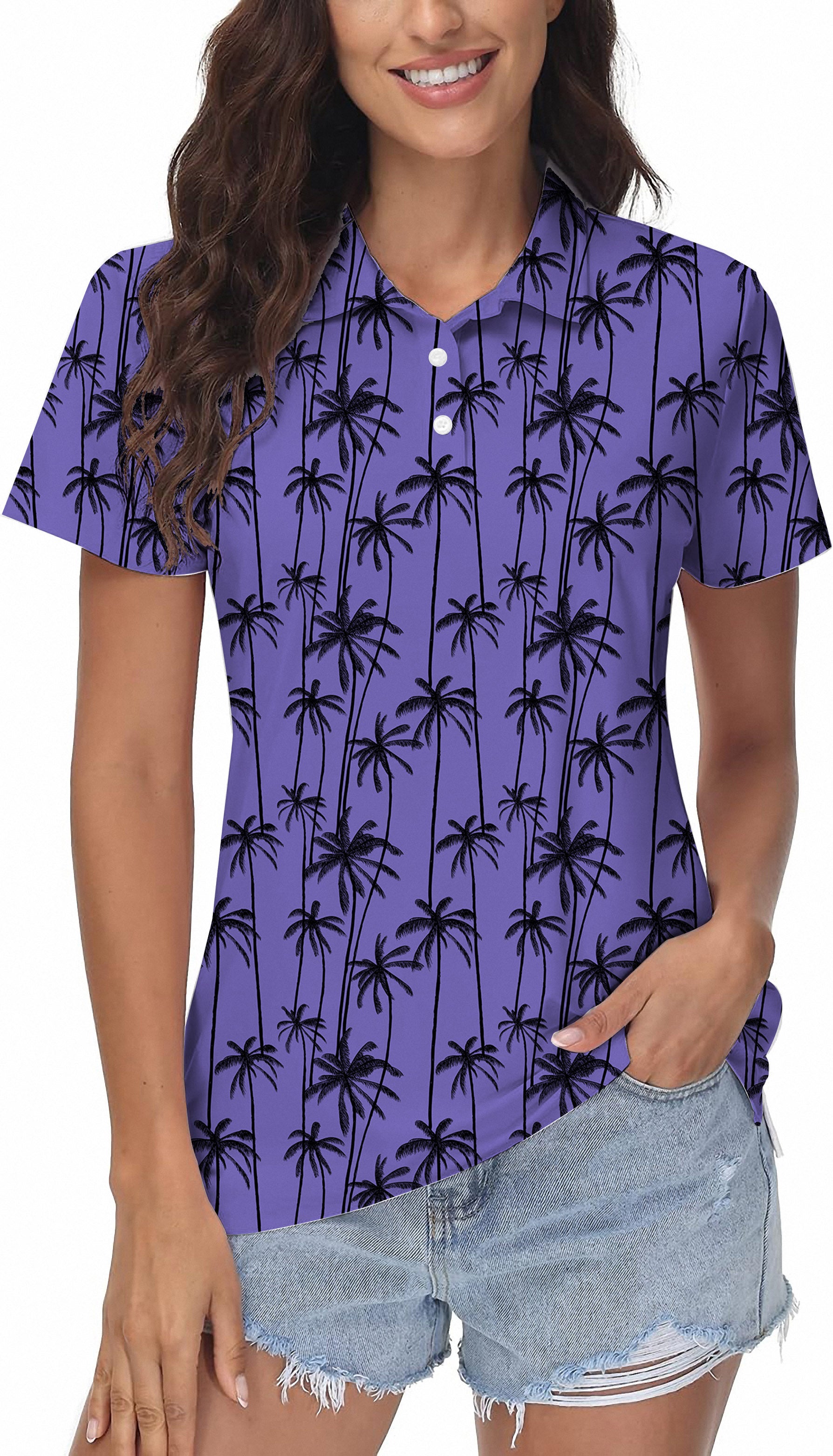 Black coconut tree Women's Golf Polo