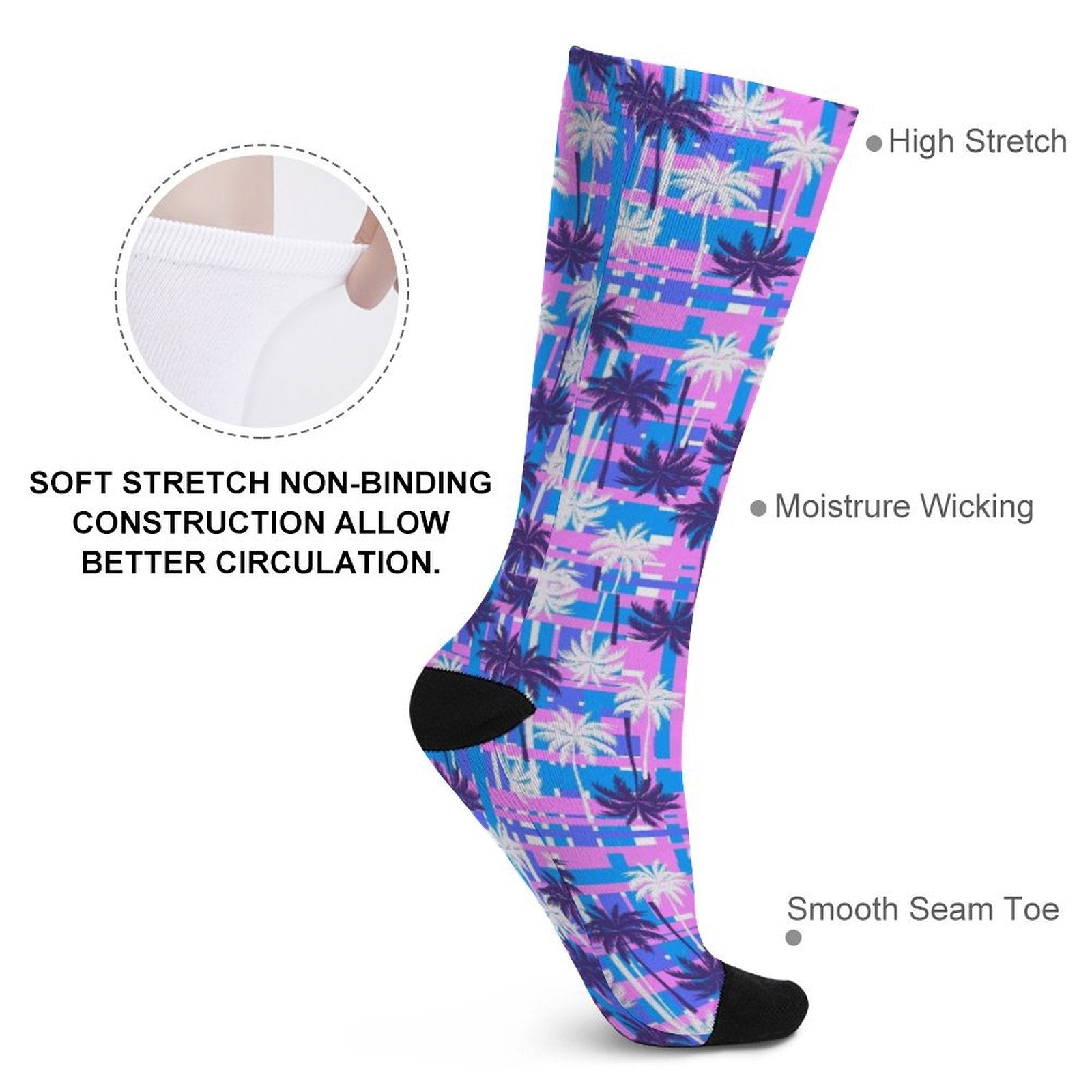 Purple Palm tree Prined socks Gifts for Men Women