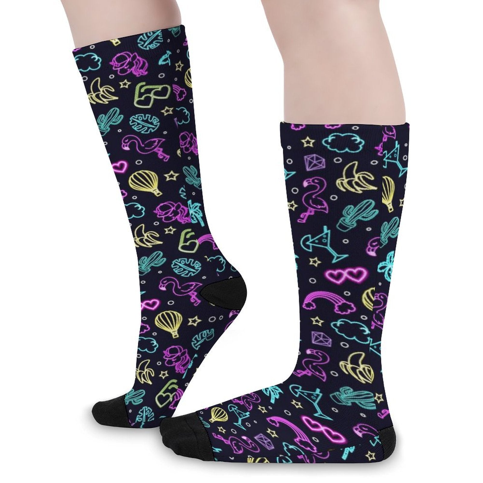 Neon Flamingo tropic Prined socks Gifts for Men Women