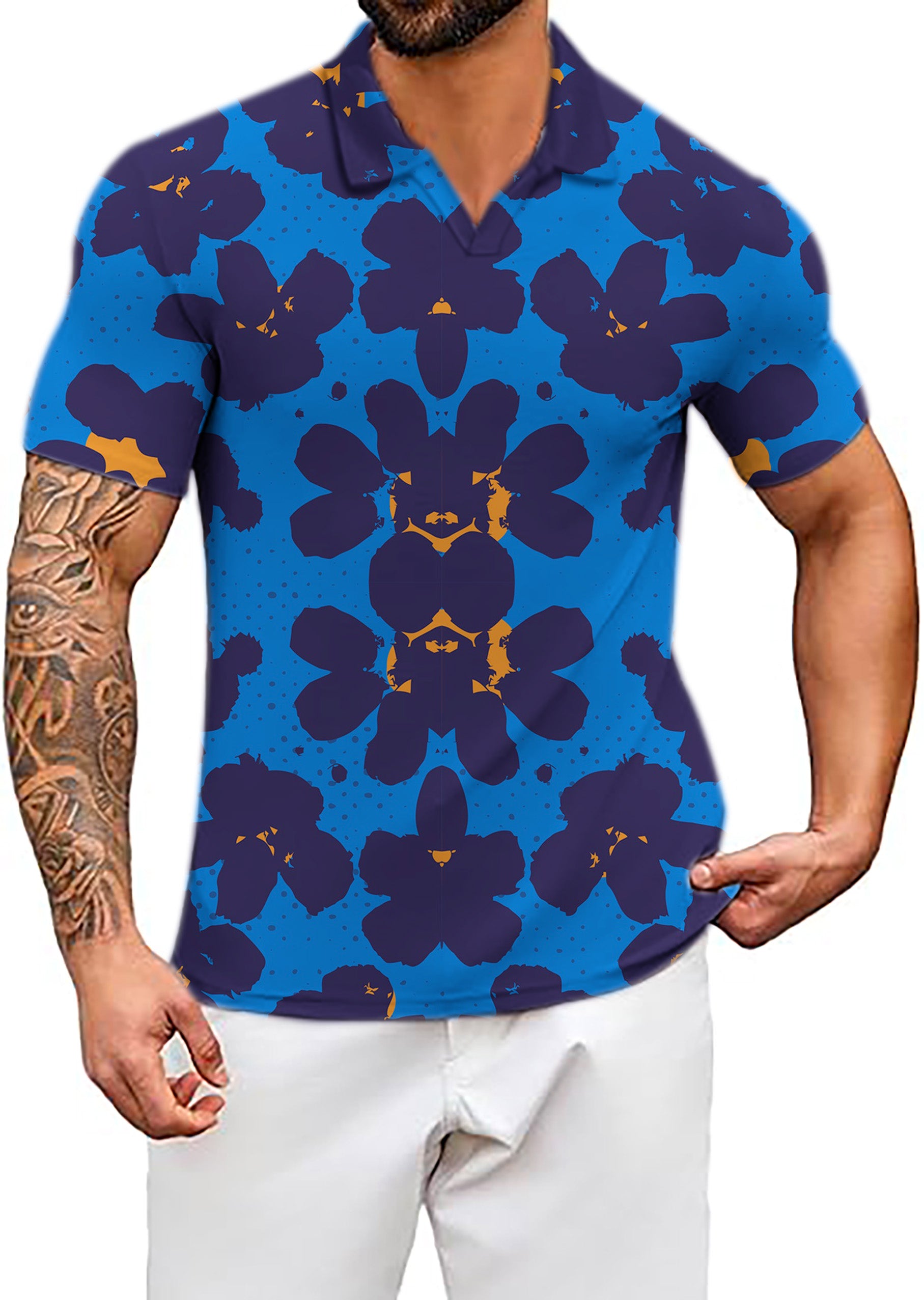 Men's Hawaiian Dreams V Neck Golf Polo Shirts