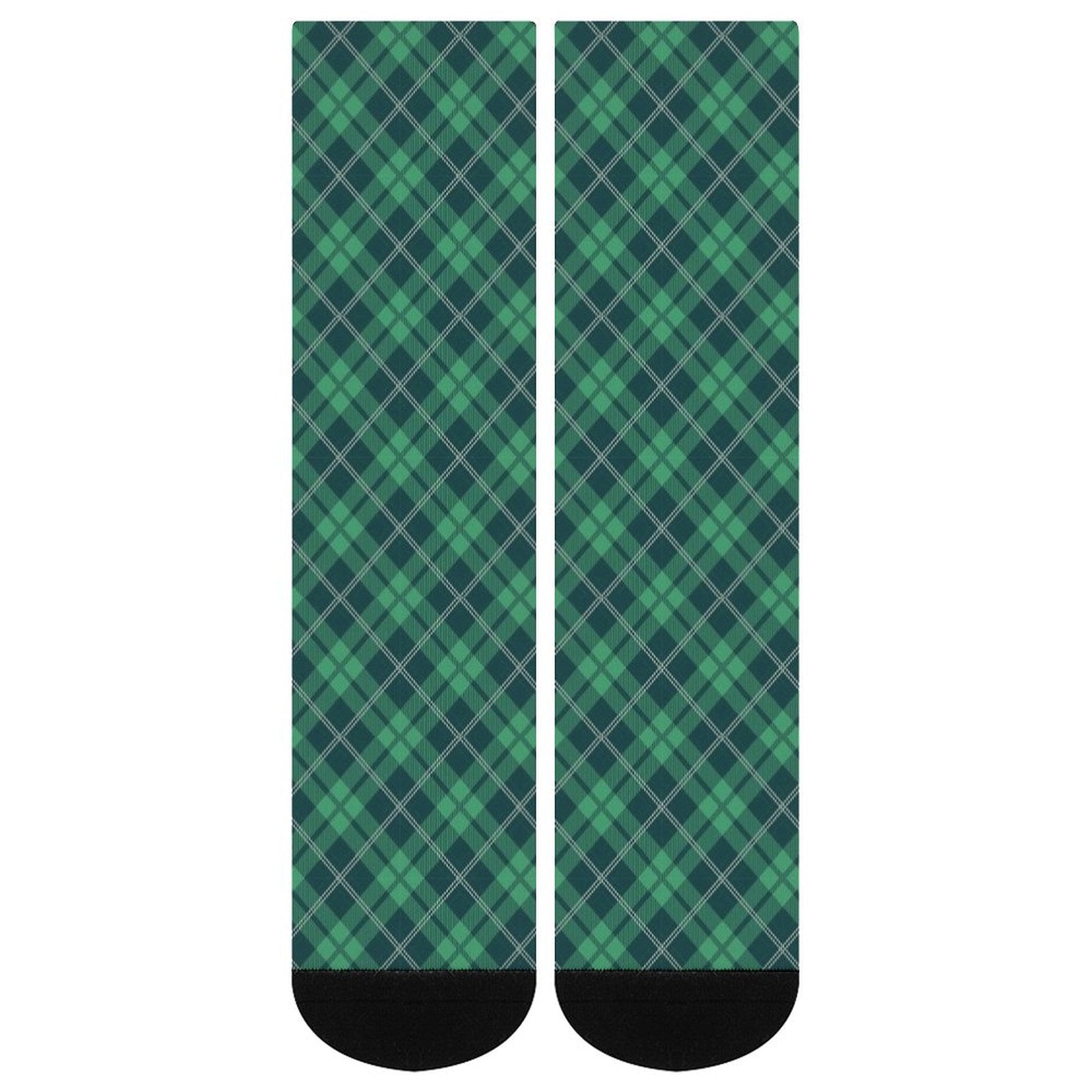 Green grid Prined socks Gifts for Men Women