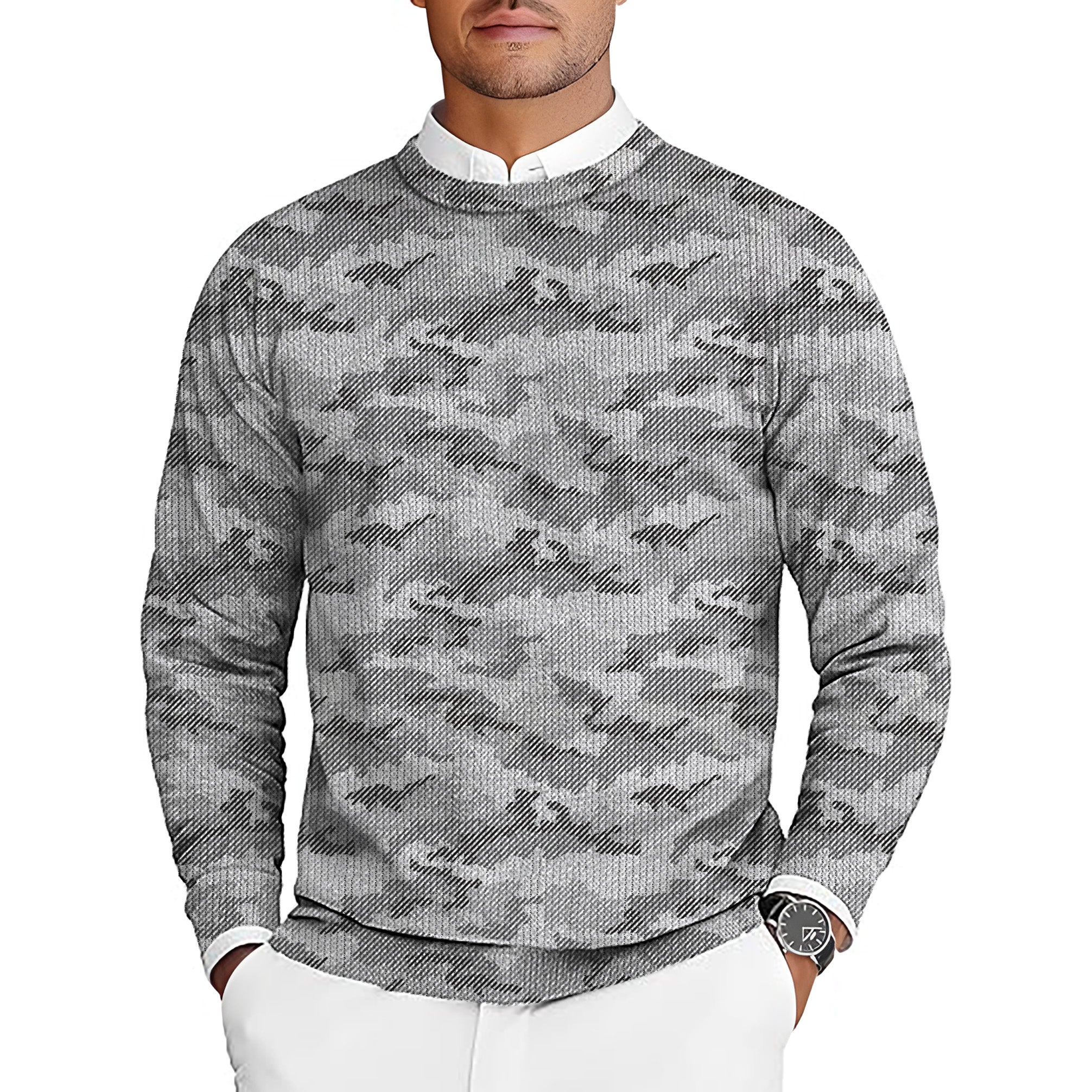 Snow Camo Men's Golf Crewneck Pullover Sweaters Ugly Sweater