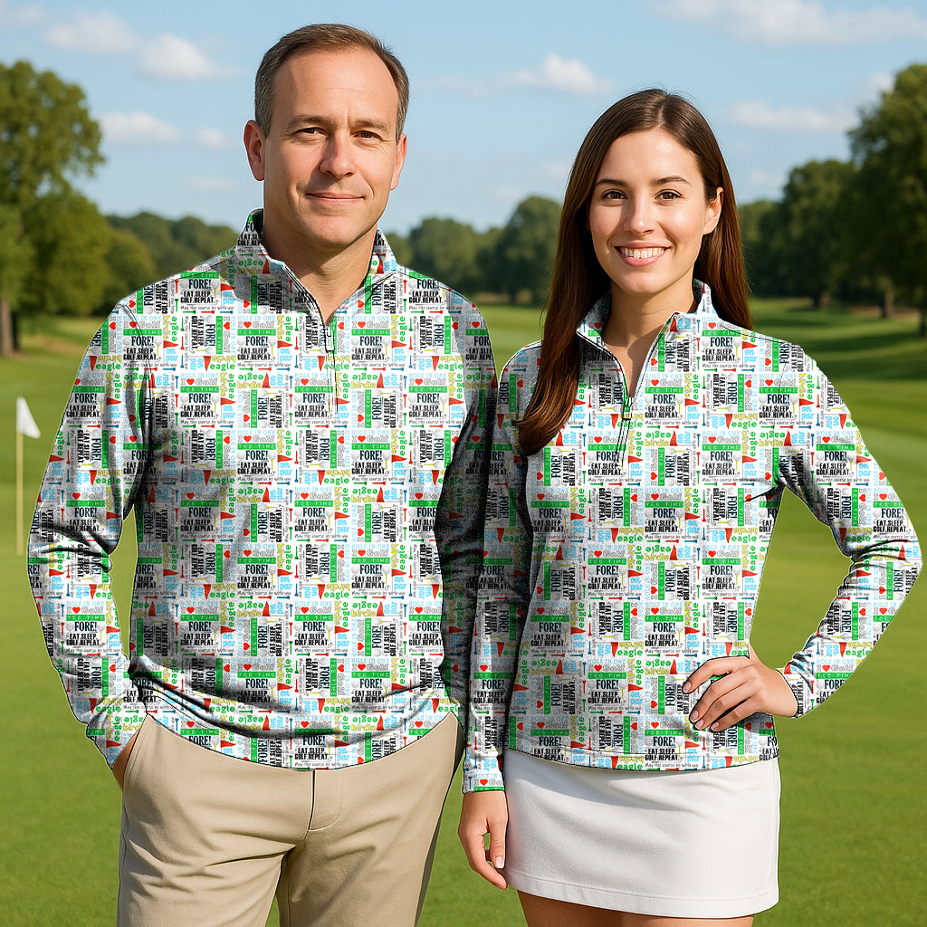 I Love Golf  Couple Golf Active 3/4 Zip Top