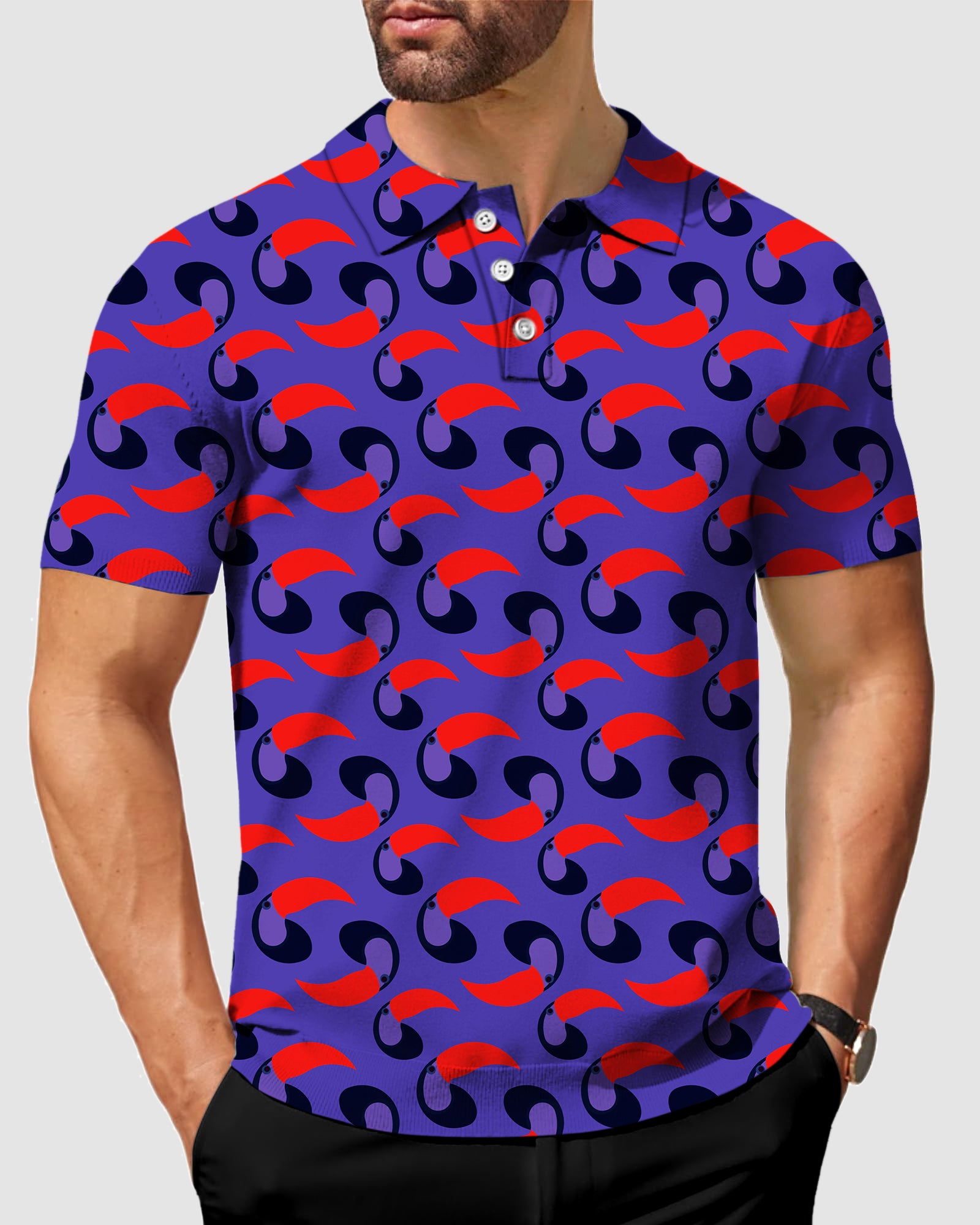 Men's purple toucan Polo