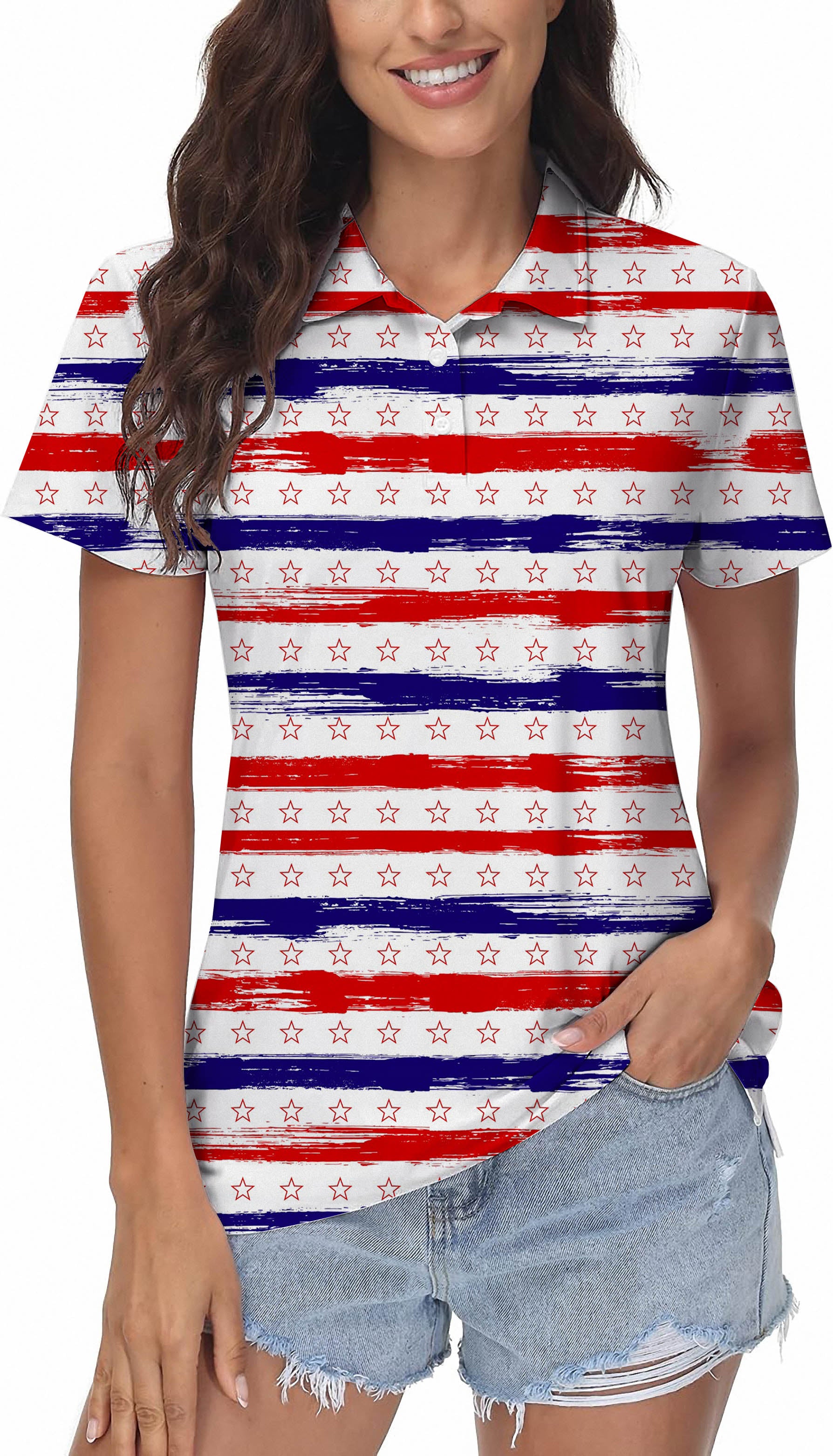 Women's Stars & Stripes Golf Polo