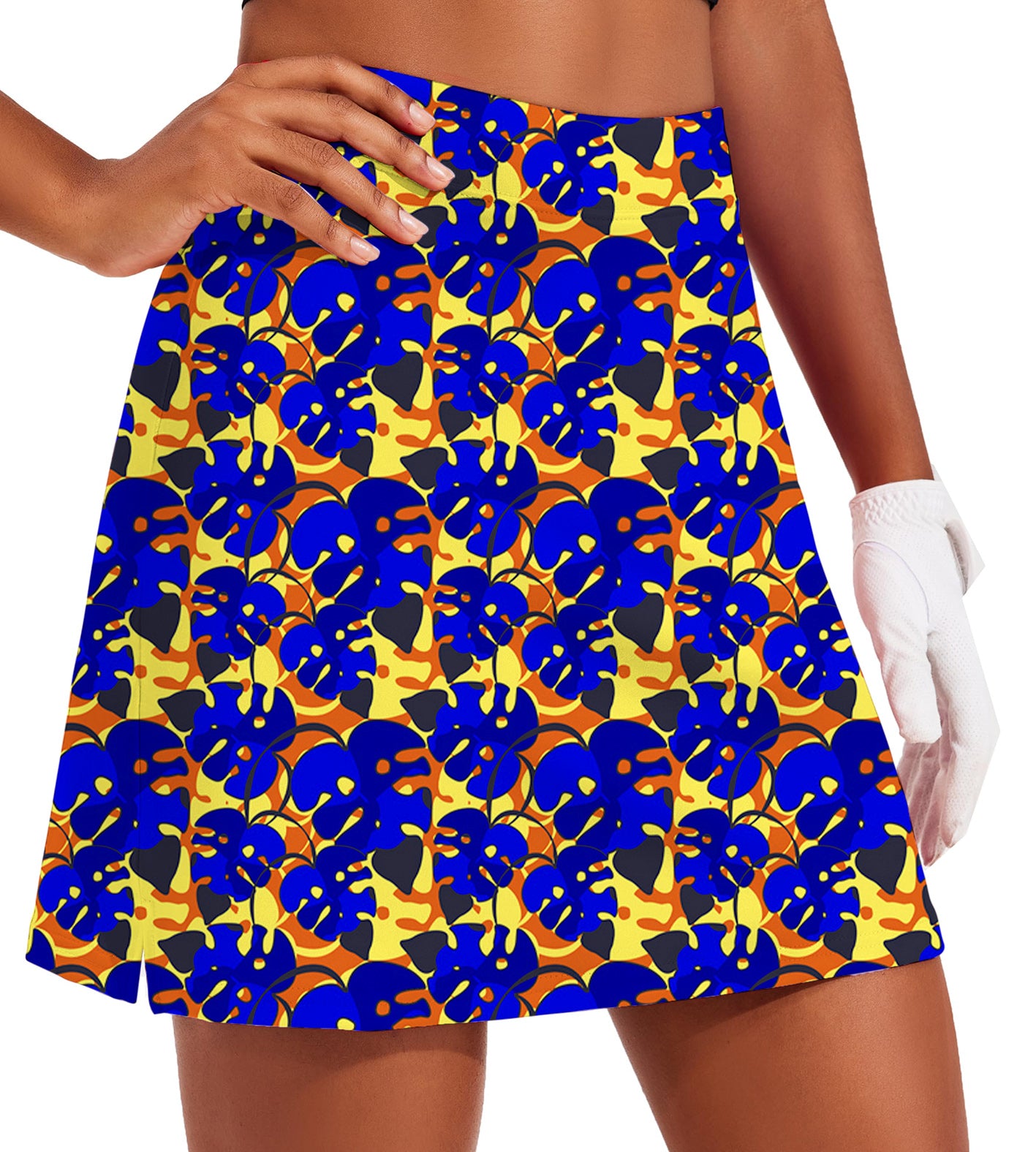 Women's tropical leaves and plants Golf Skirts Inner Shorts Pocket
