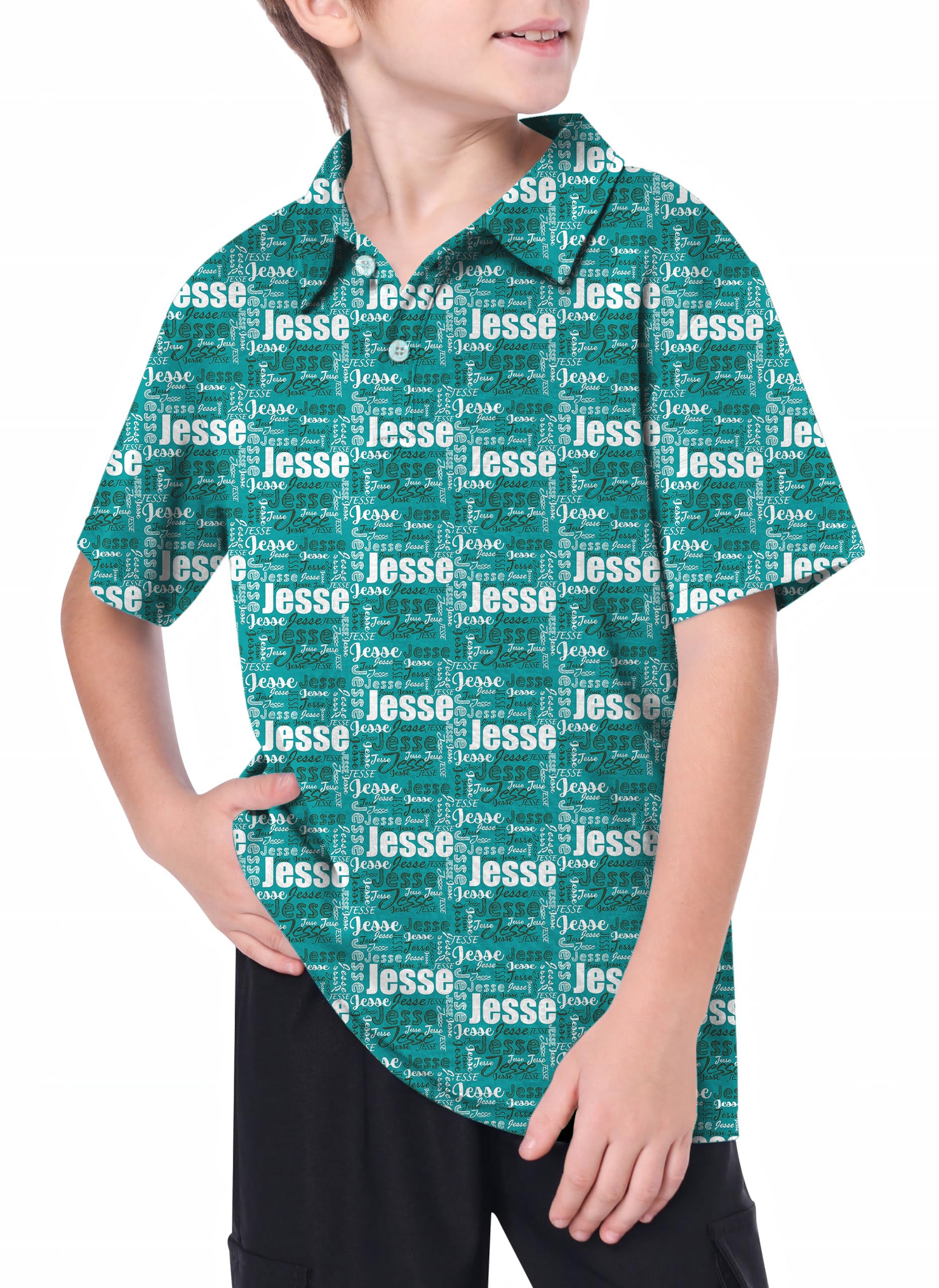Youth Custom name teal Golf Polo