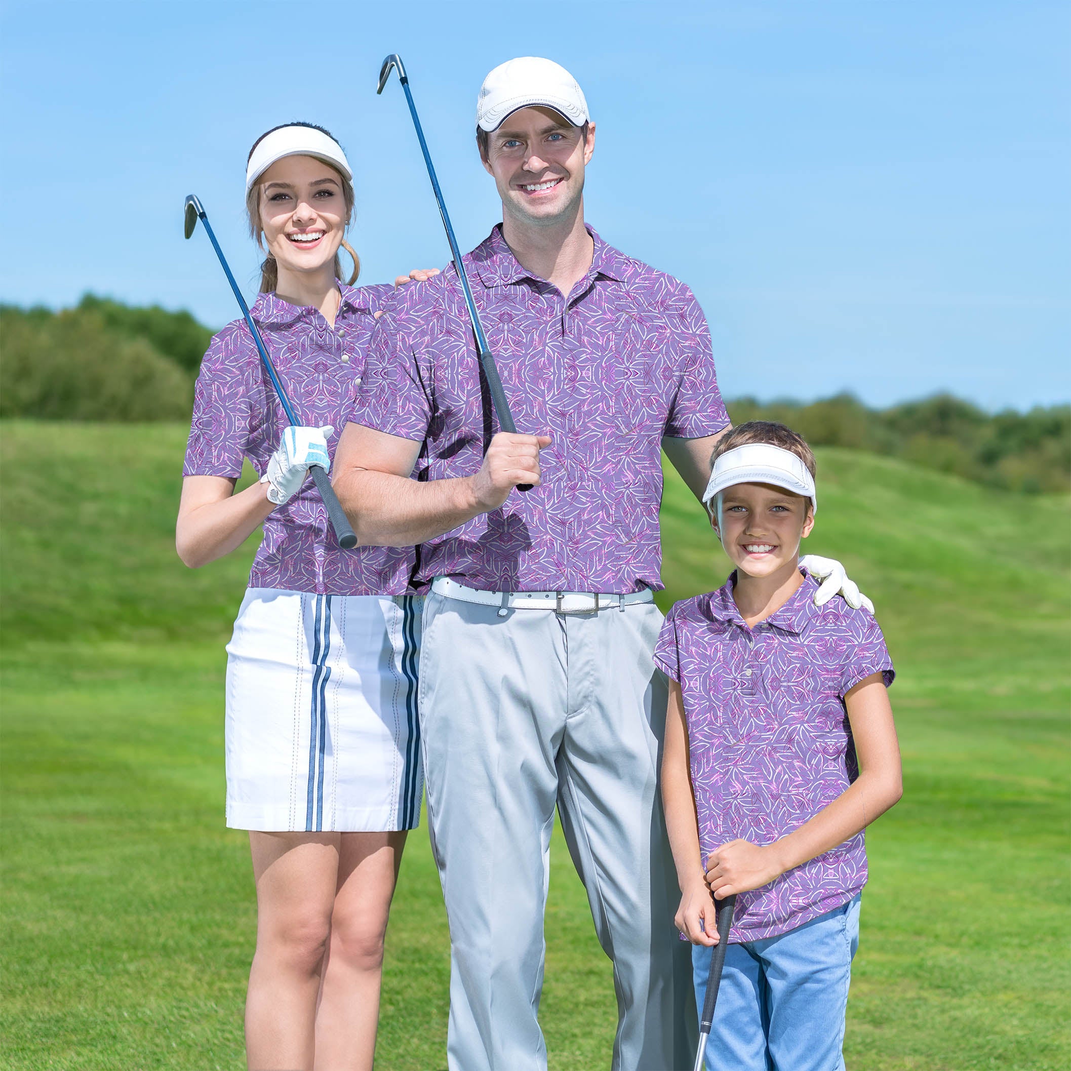 Golf Polo Couple Family set 5 O'Clock Sunset