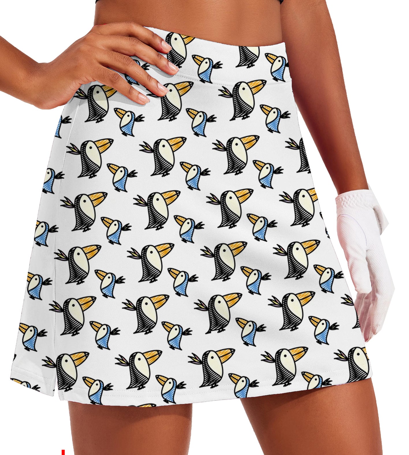 Women's Talking Toucan Golf Skirts Inner Shorts Pocket