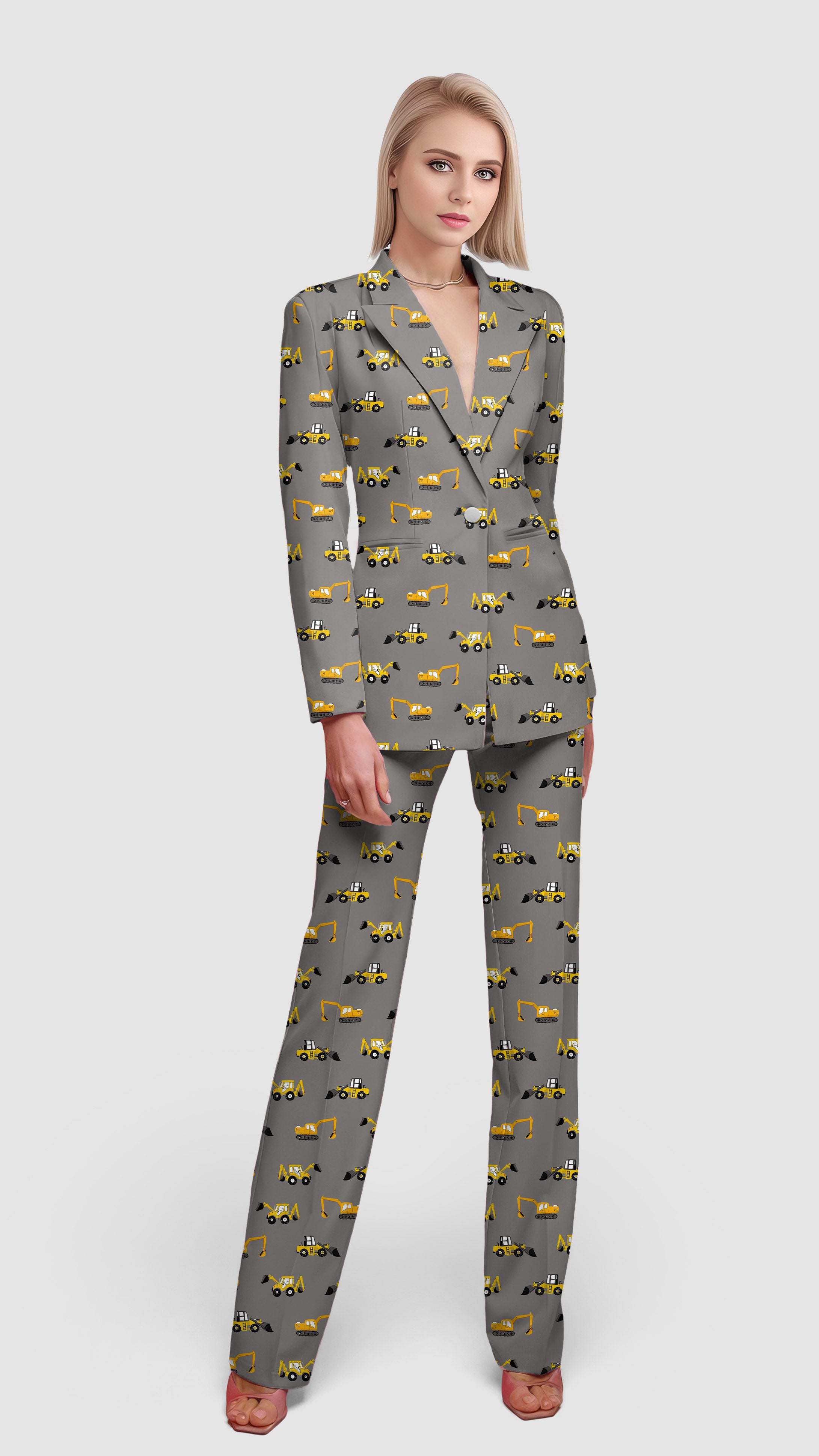 Construction Trucks-Women's Blazer Casual Work Office Blazer Suit set