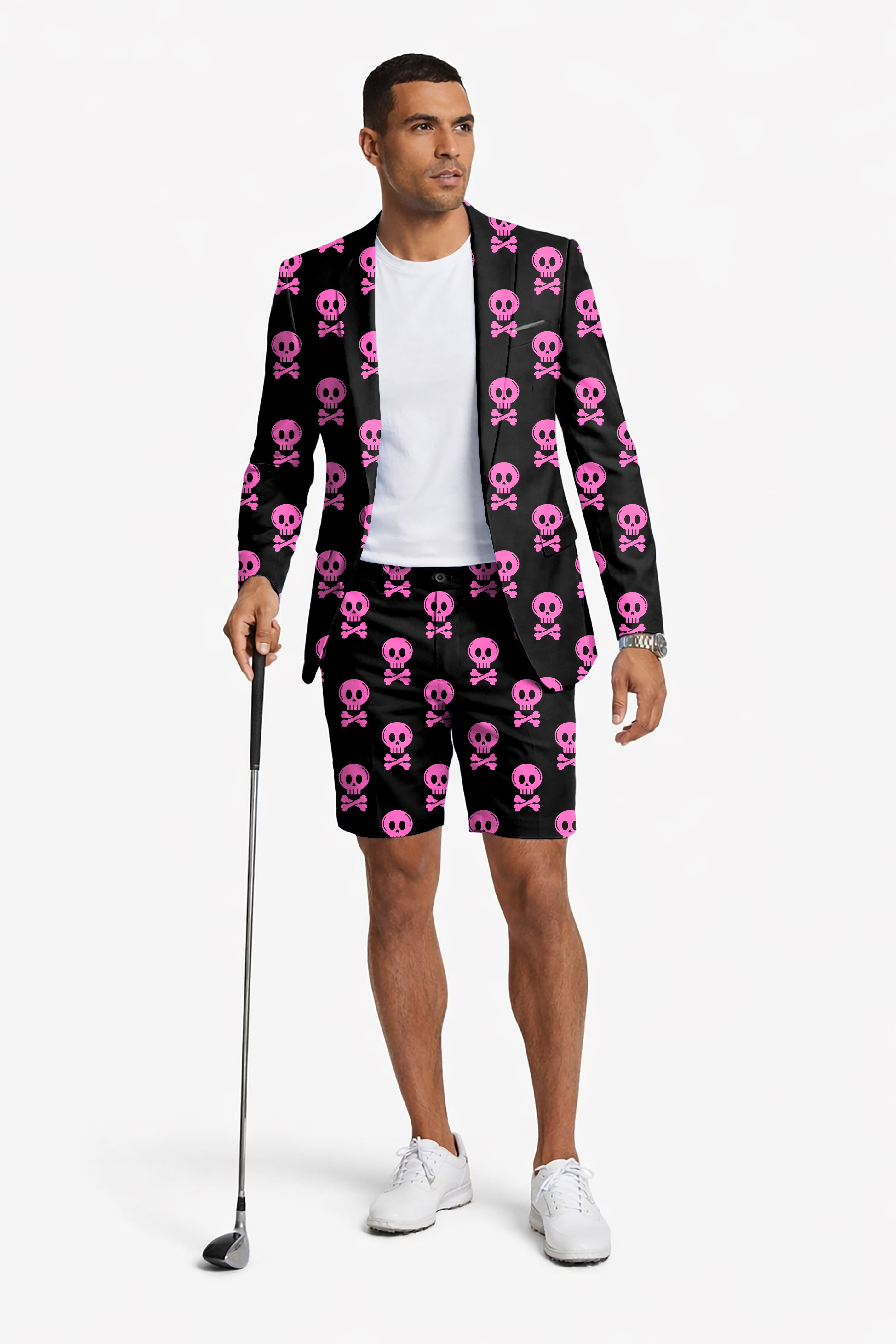 Halloween Punk Skull Men's Party Costumes-Theme Party 2pcs Suit set-Blazer Shorts
