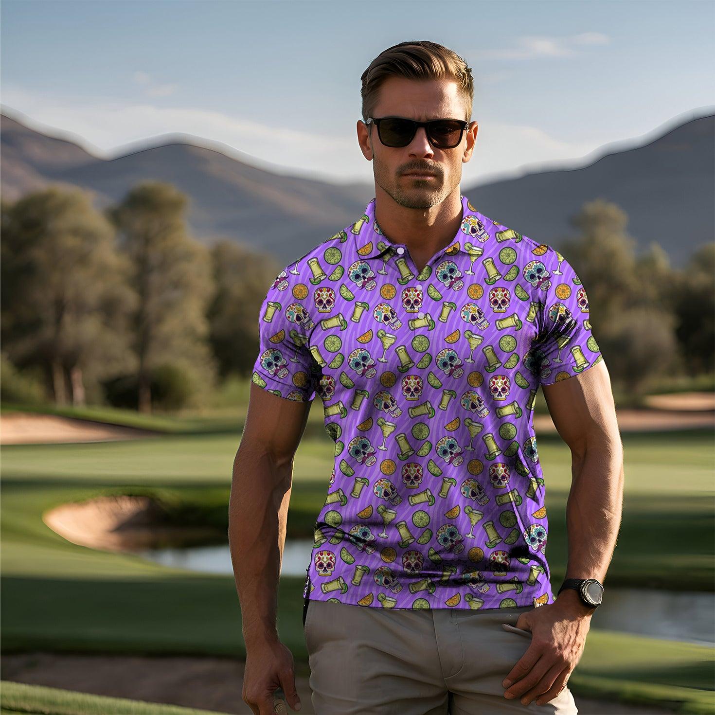 Men's golf polo Summer Tequila skull