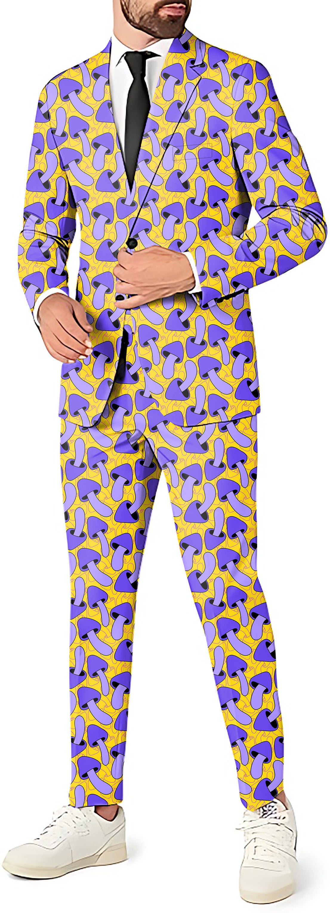 Psychedelic Mushroom Print Men's Party Costumes-Theme Party 2 or 3pcs Suit set-Blazer Pants & Vest