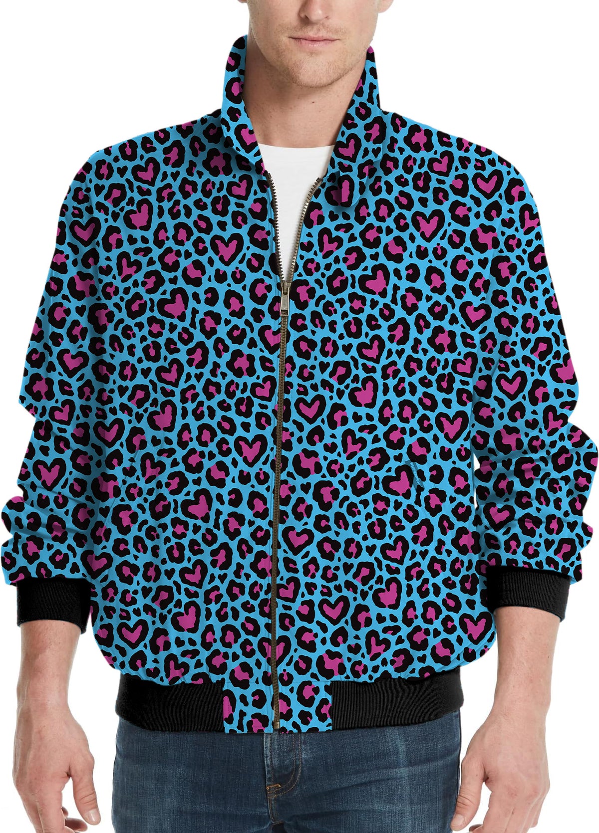 Pink leopard print Men's Golf Windbreaker Light Jacket