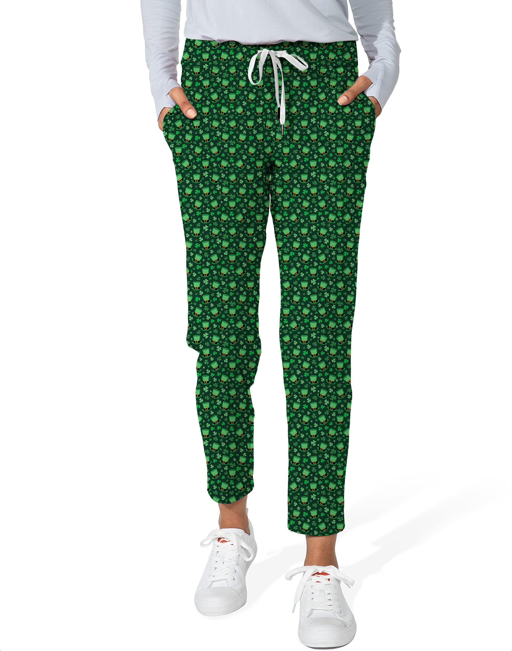 Leprechaun hat clover leaf St. Patrick's Day-Women's 7/8 Stretch Ankle Golf Pants