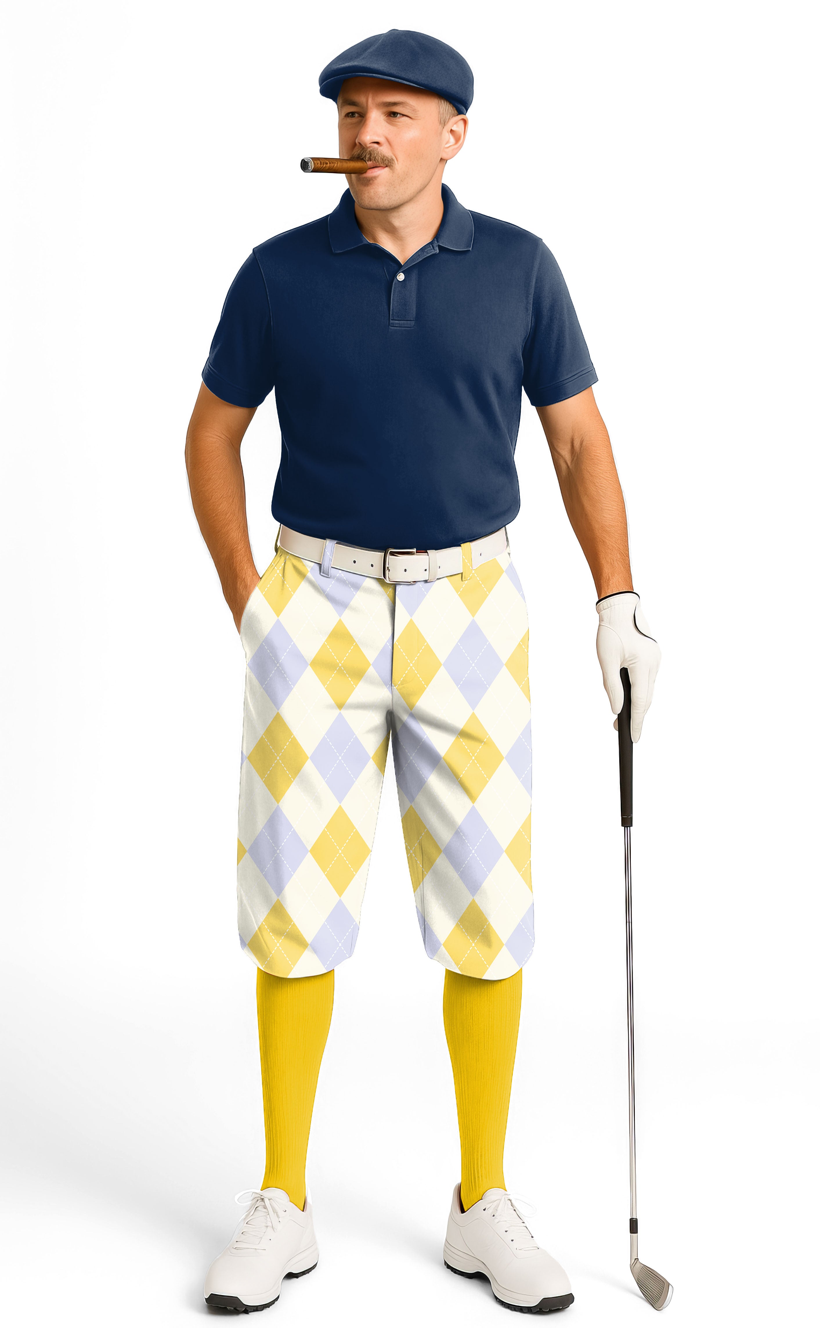 Yollow Argyle-Men's Golf Knickers Pants