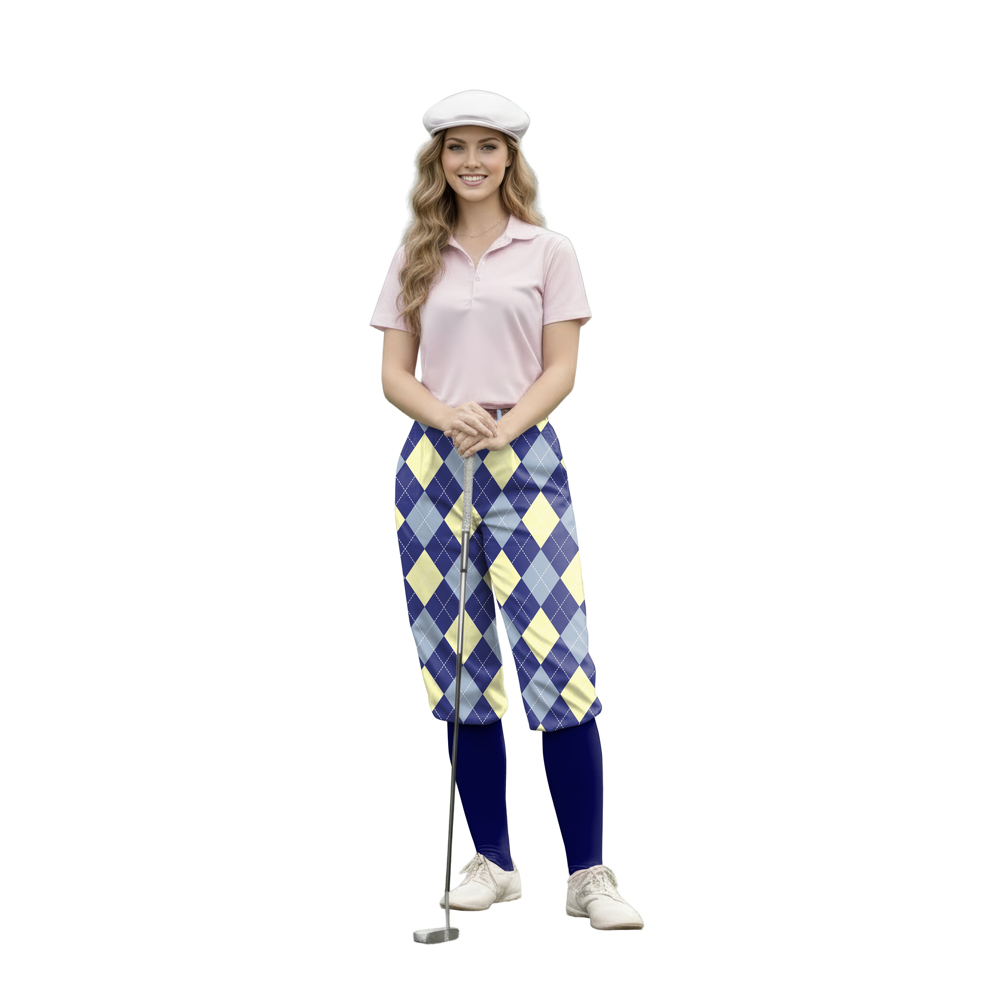 blue Argyle Womens Golf Knickers Pants