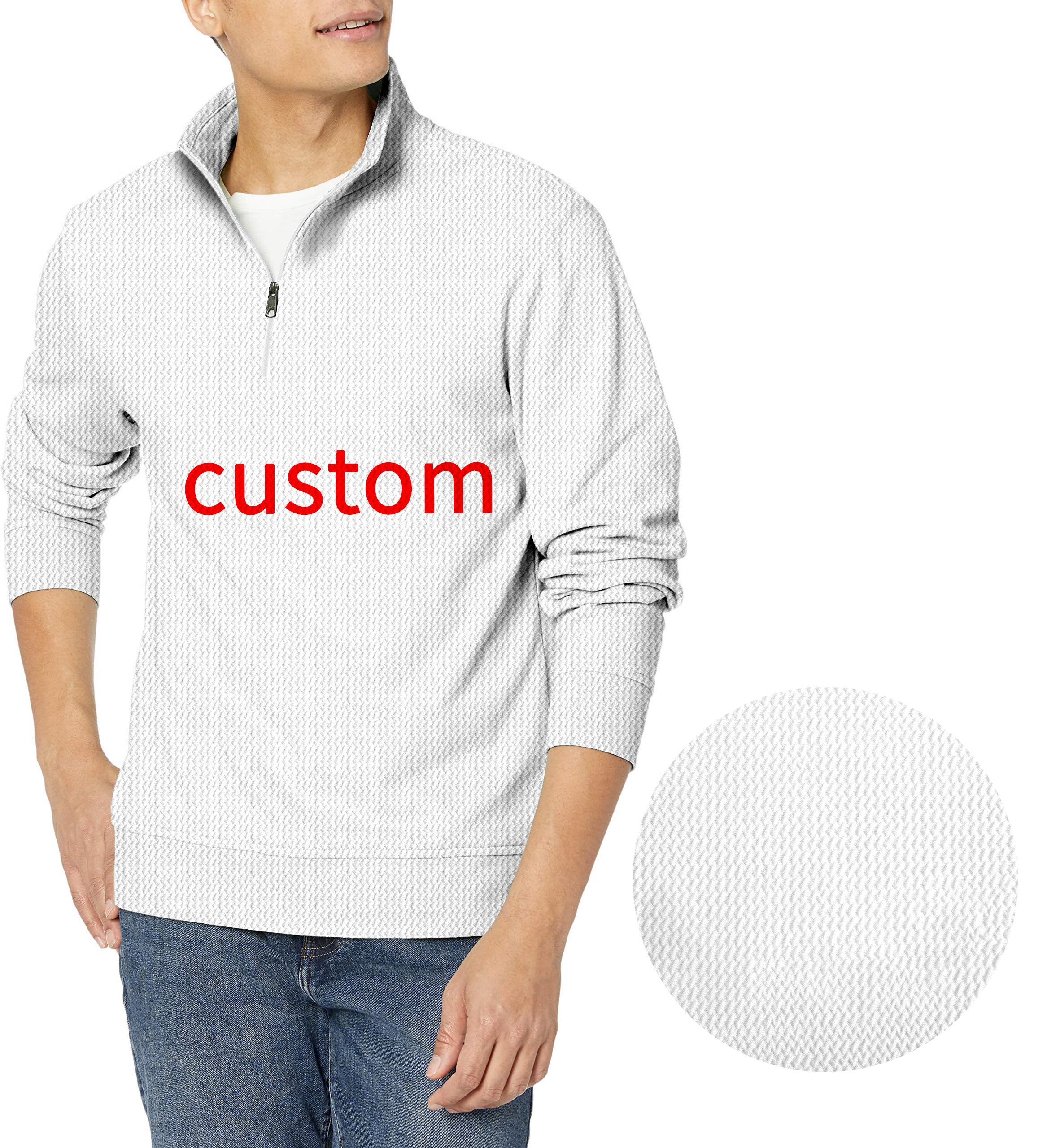 Custom Own Logo Men's Golf Waffle Zipper Pullover