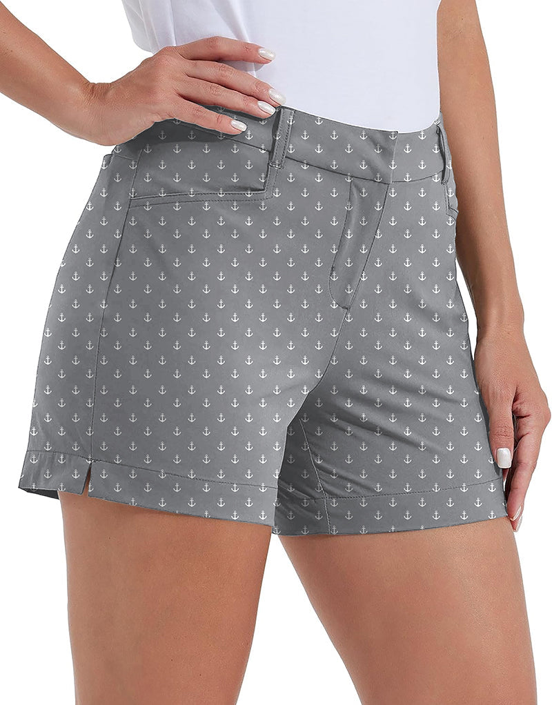 Light gray anchor polo women's quick-dry golf shorts with pockets and stretchy waterproof fabric