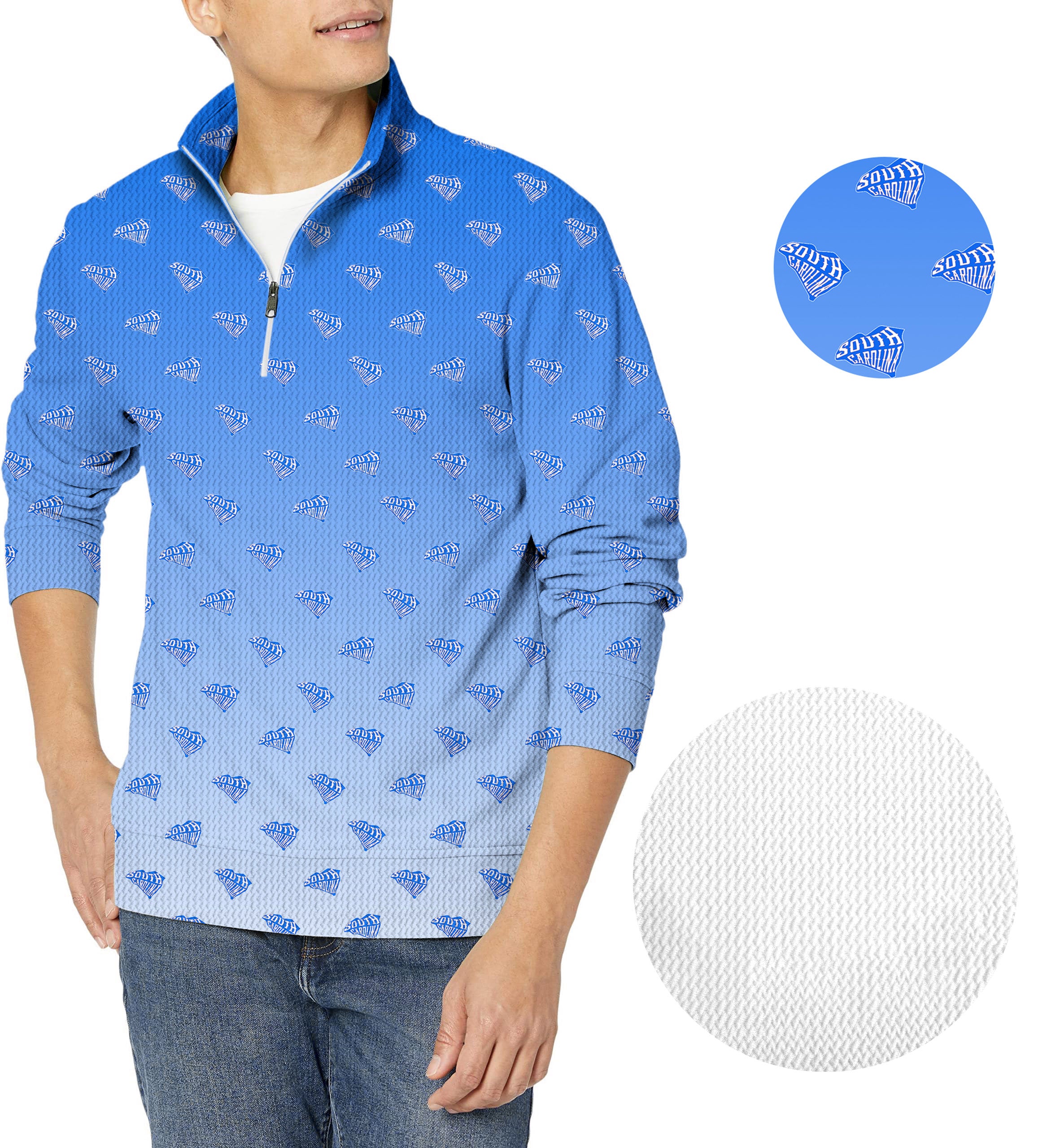 Blue South Carolina Men's Golf Waffle Zipper Pullover