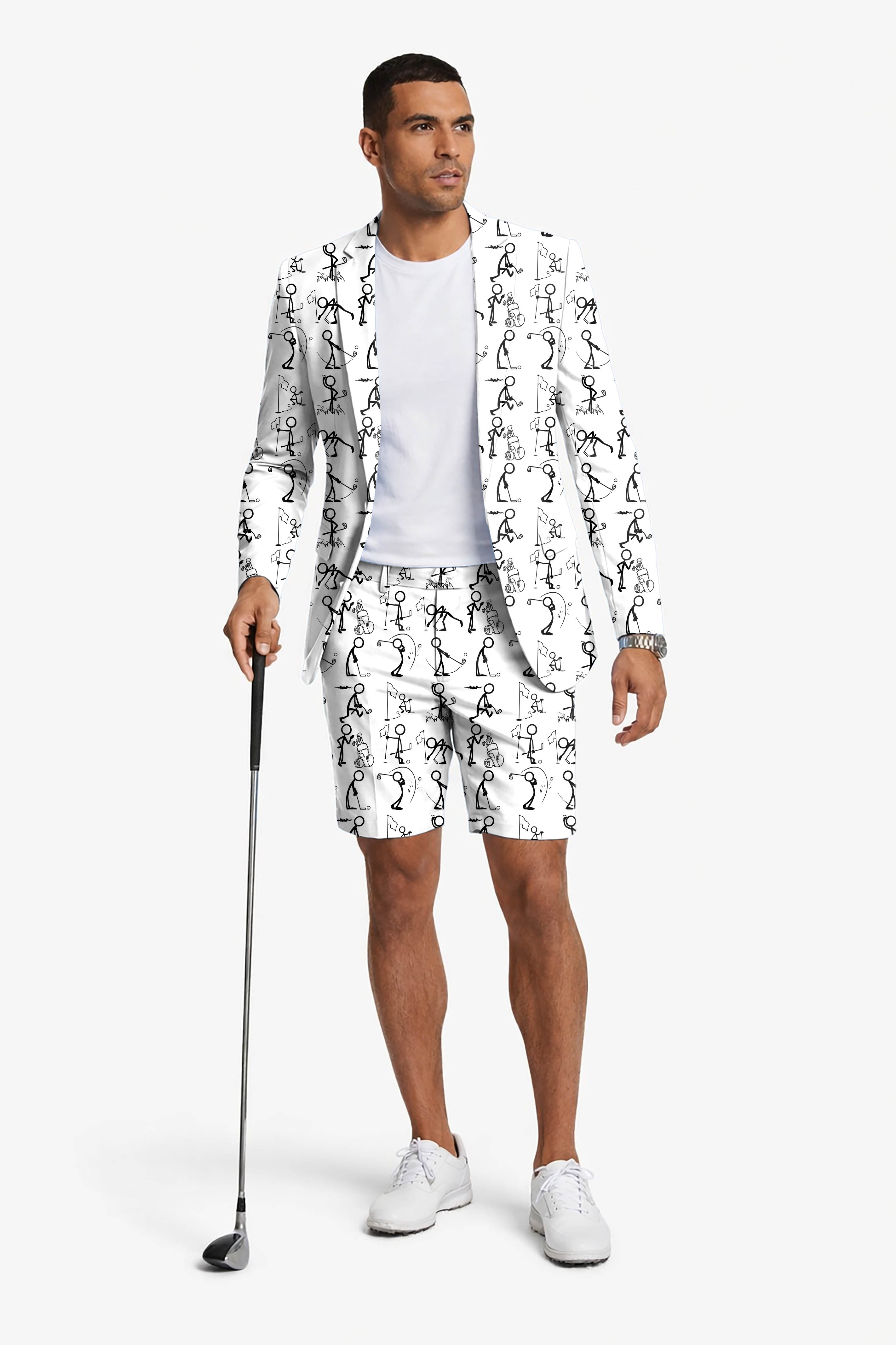 Play Golf Men's Party Costumes-Theme Party 2pcs Suit set-Blazer Shorts